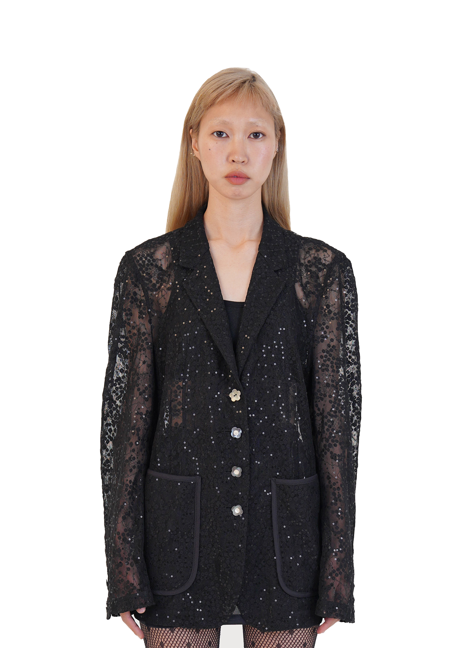 SPANGLED LACE JACKET_BLACK