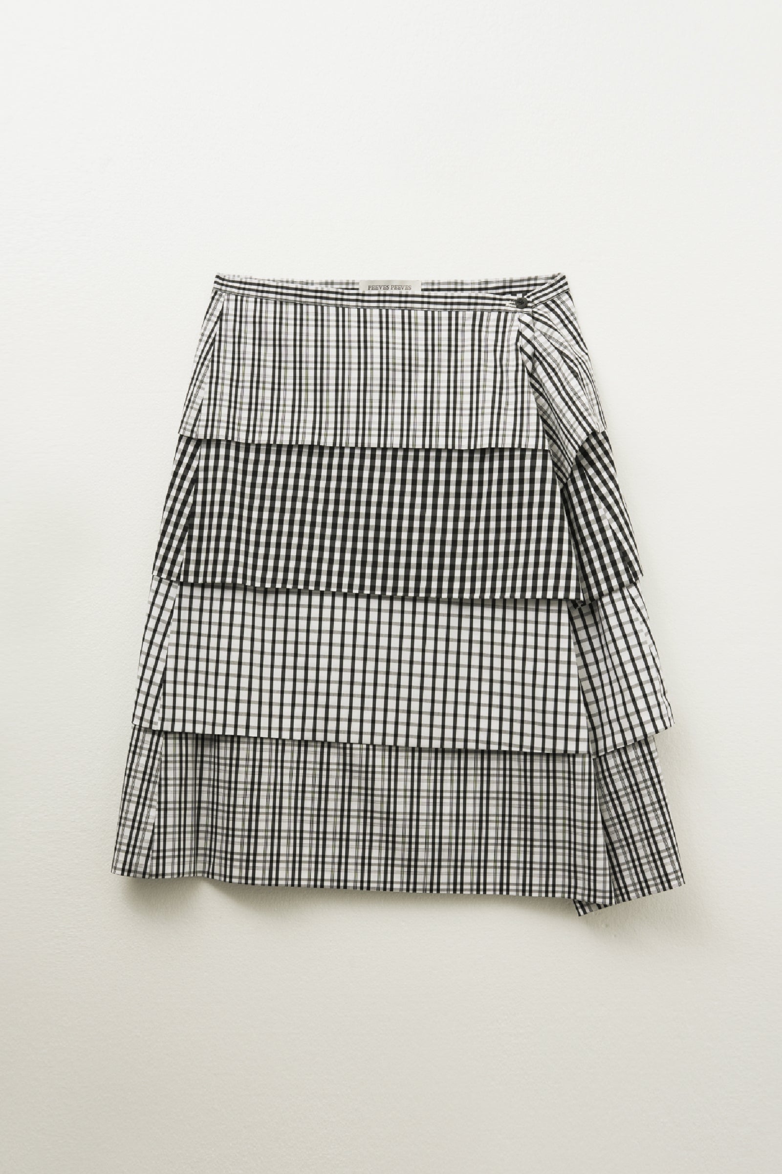 CHECK TIERED MIDI SKIRT_WHITE