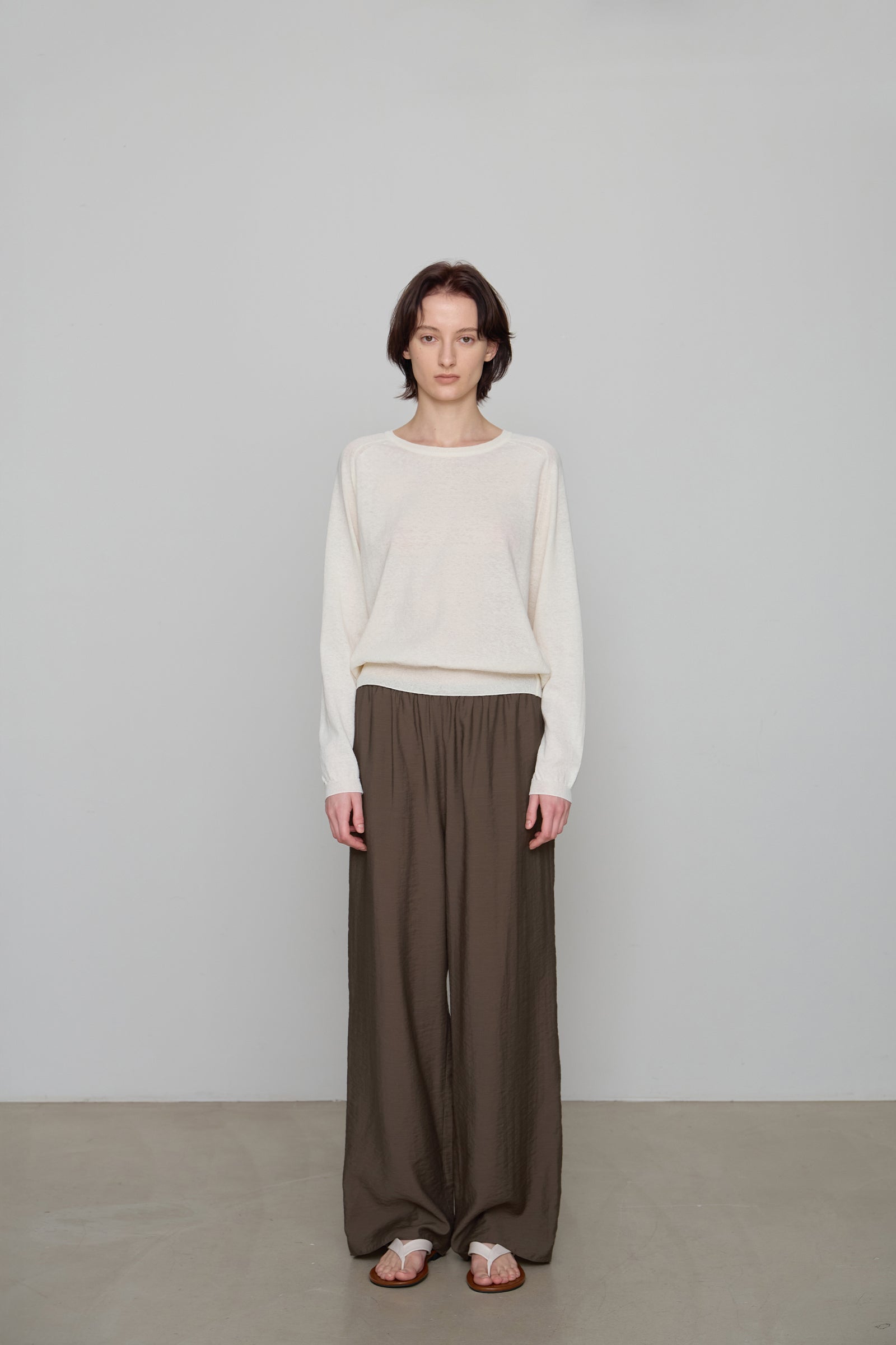 SHEER WIDE PANTS _BROWN
