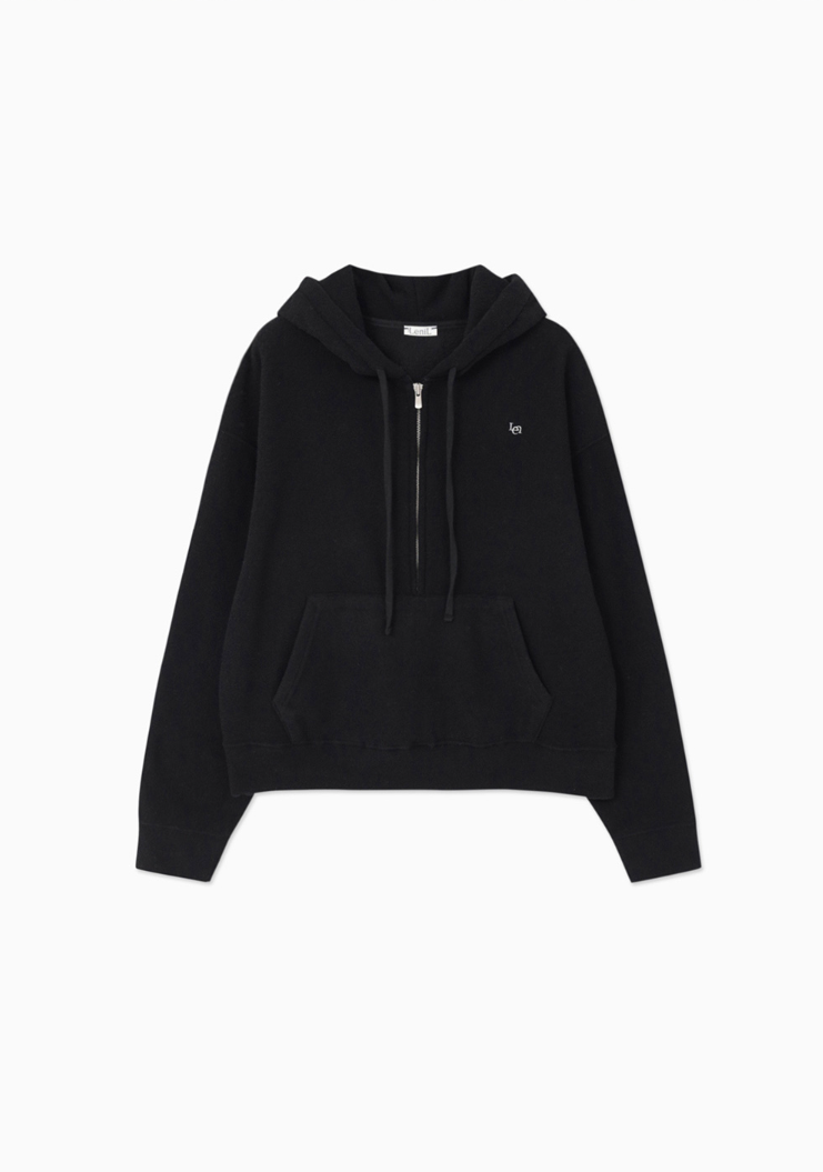 TERRY HALF ZIP-UP_BLACK