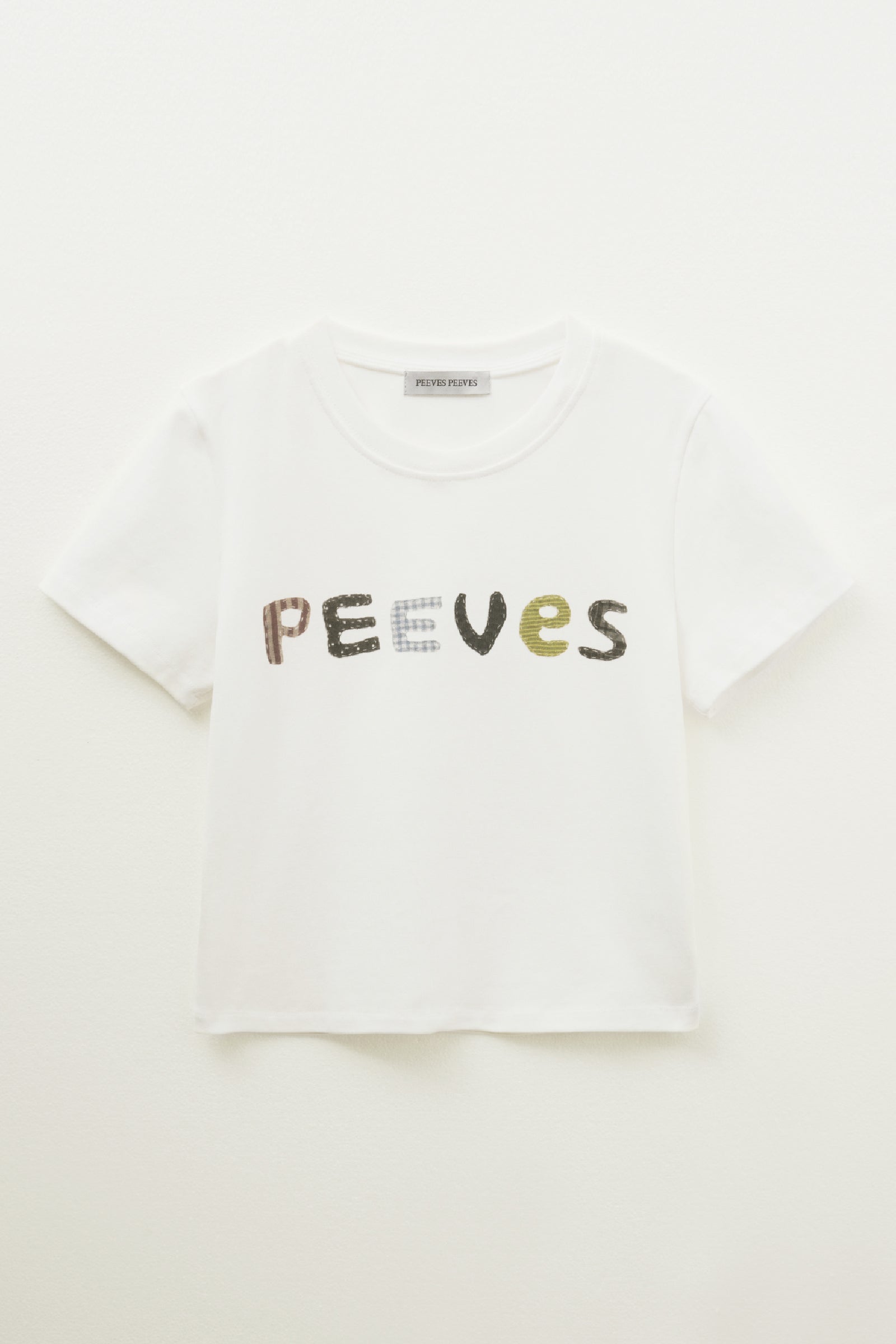 SCANNED NEEDLEWORK CROPPED T-SHIRT_BLANC