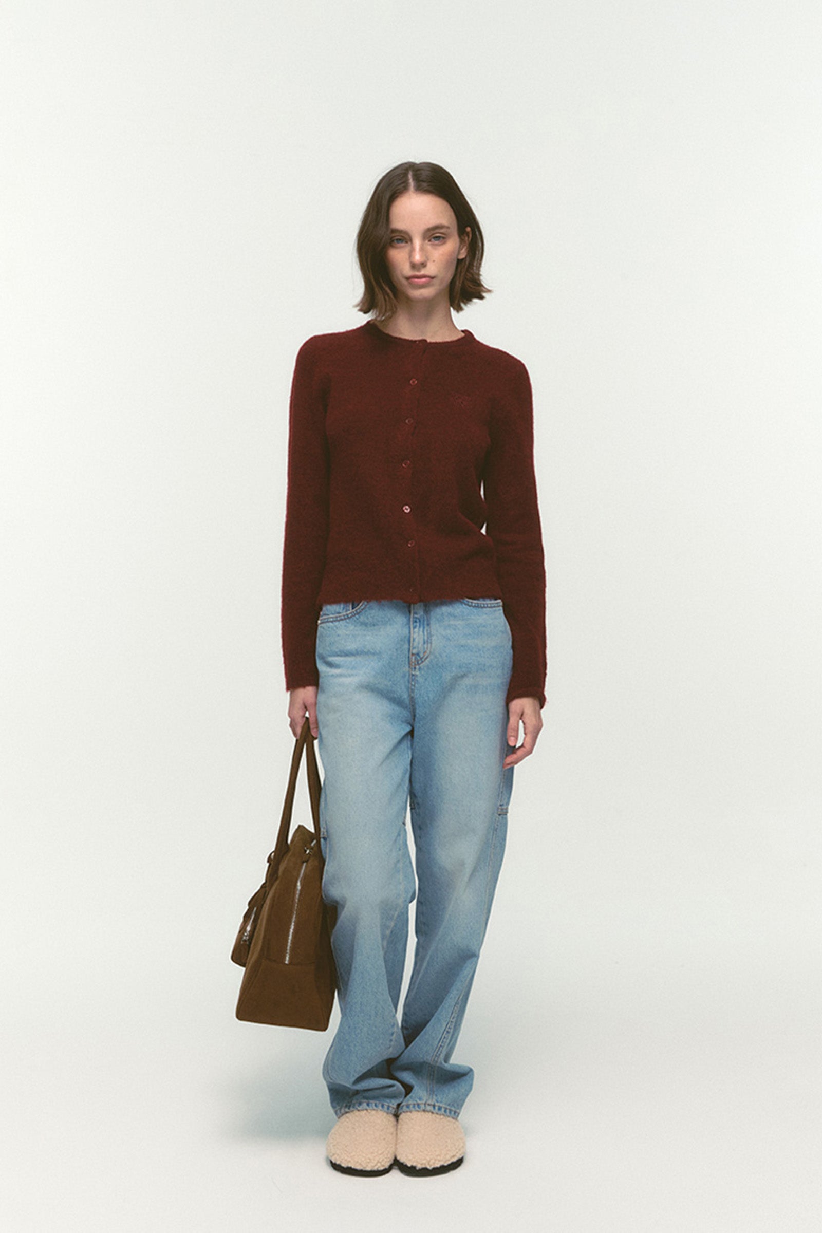 WOOL BLENDED CARDIGAN_RED