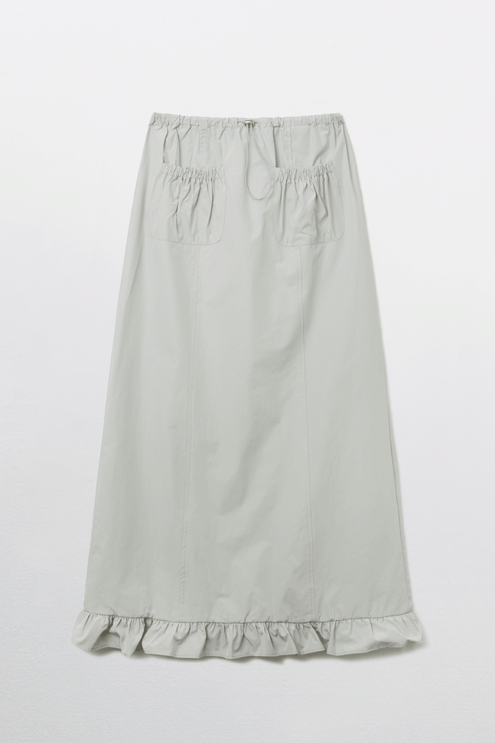 JUPE SIRÈNE MAXI À VOLANTS_GRIS CLAIR