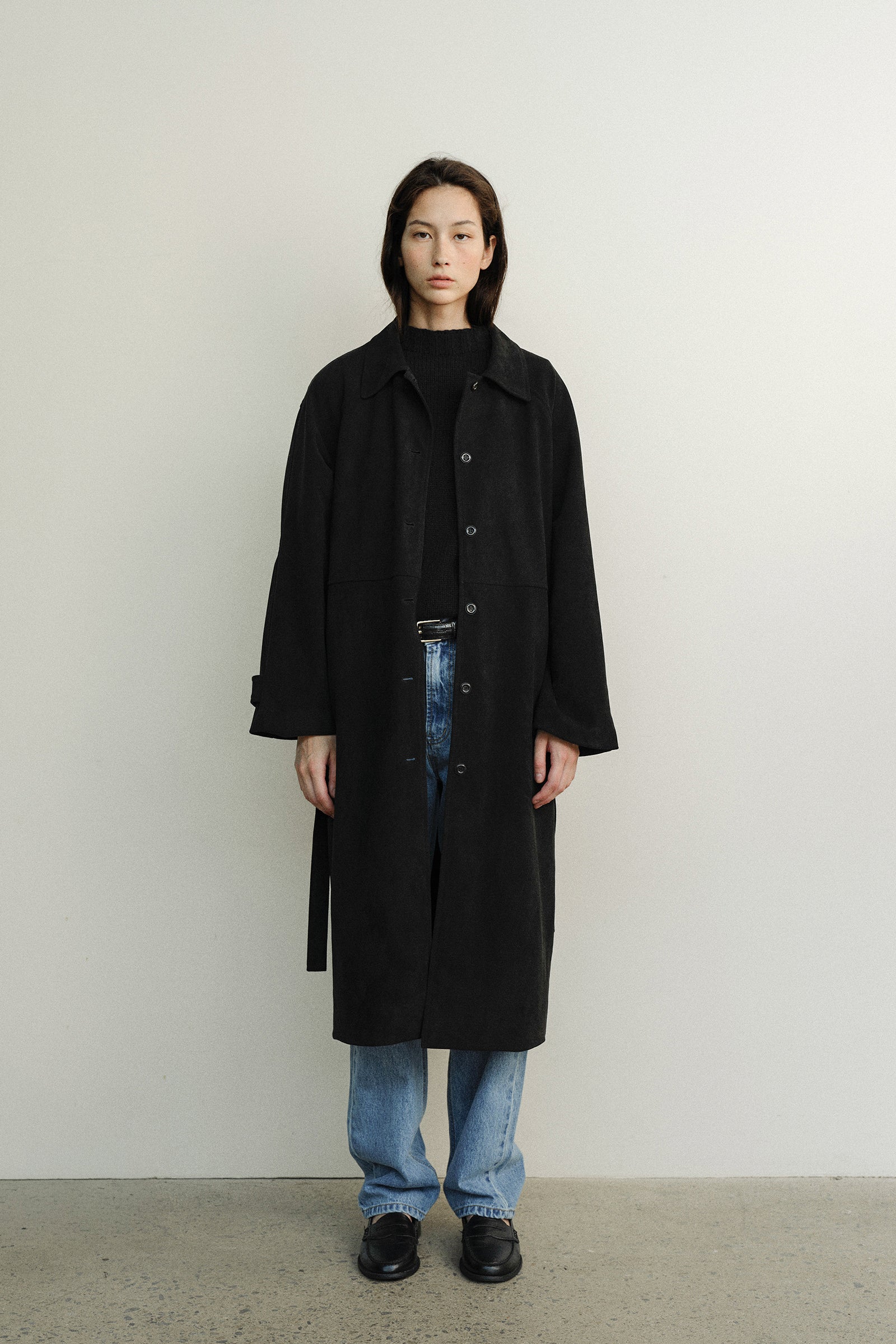 MANTEAU LONG EN SUÉDINE_NOIR