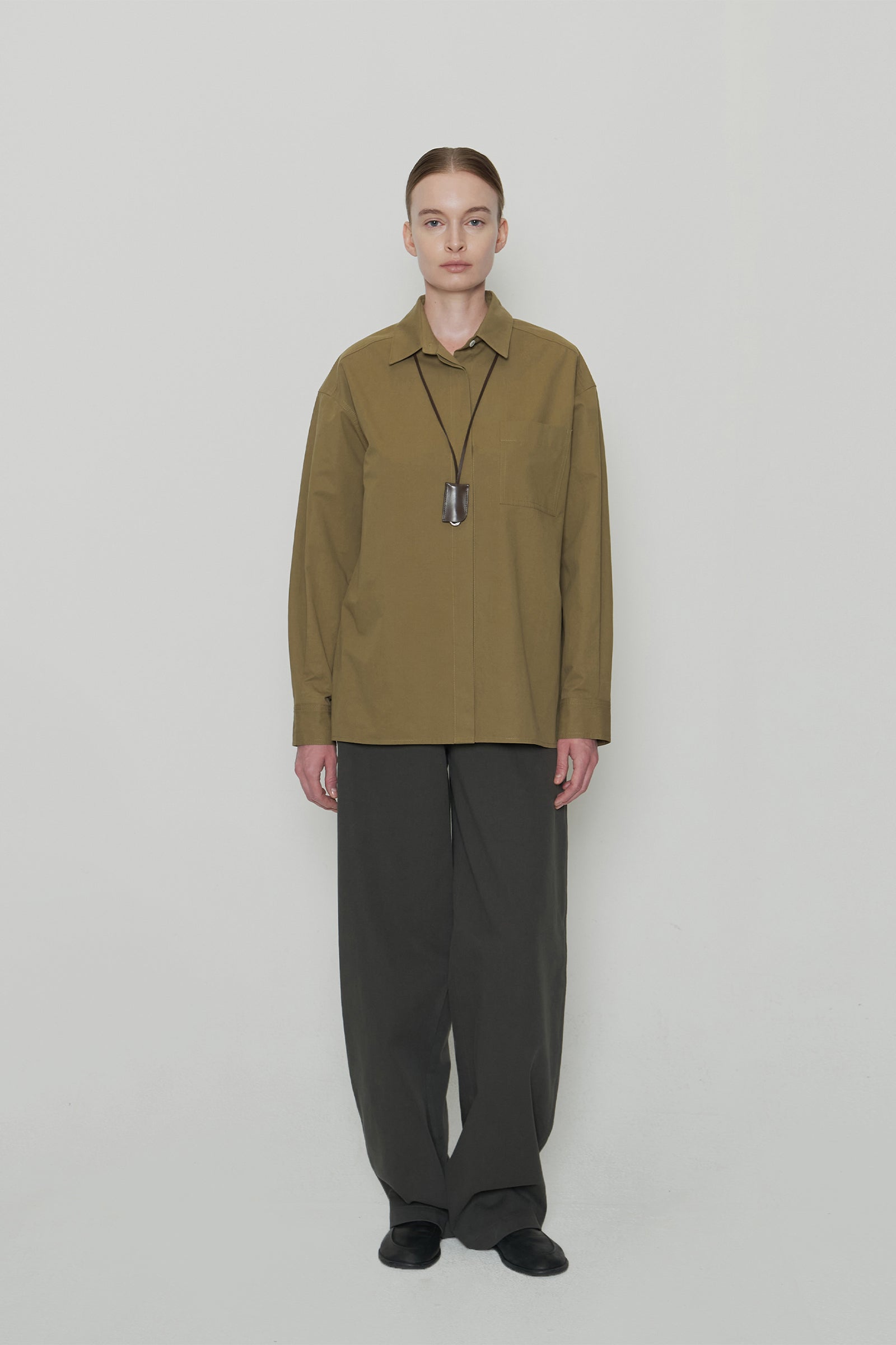 CAMO COTTON WIDE PANTS_CHARCOAL