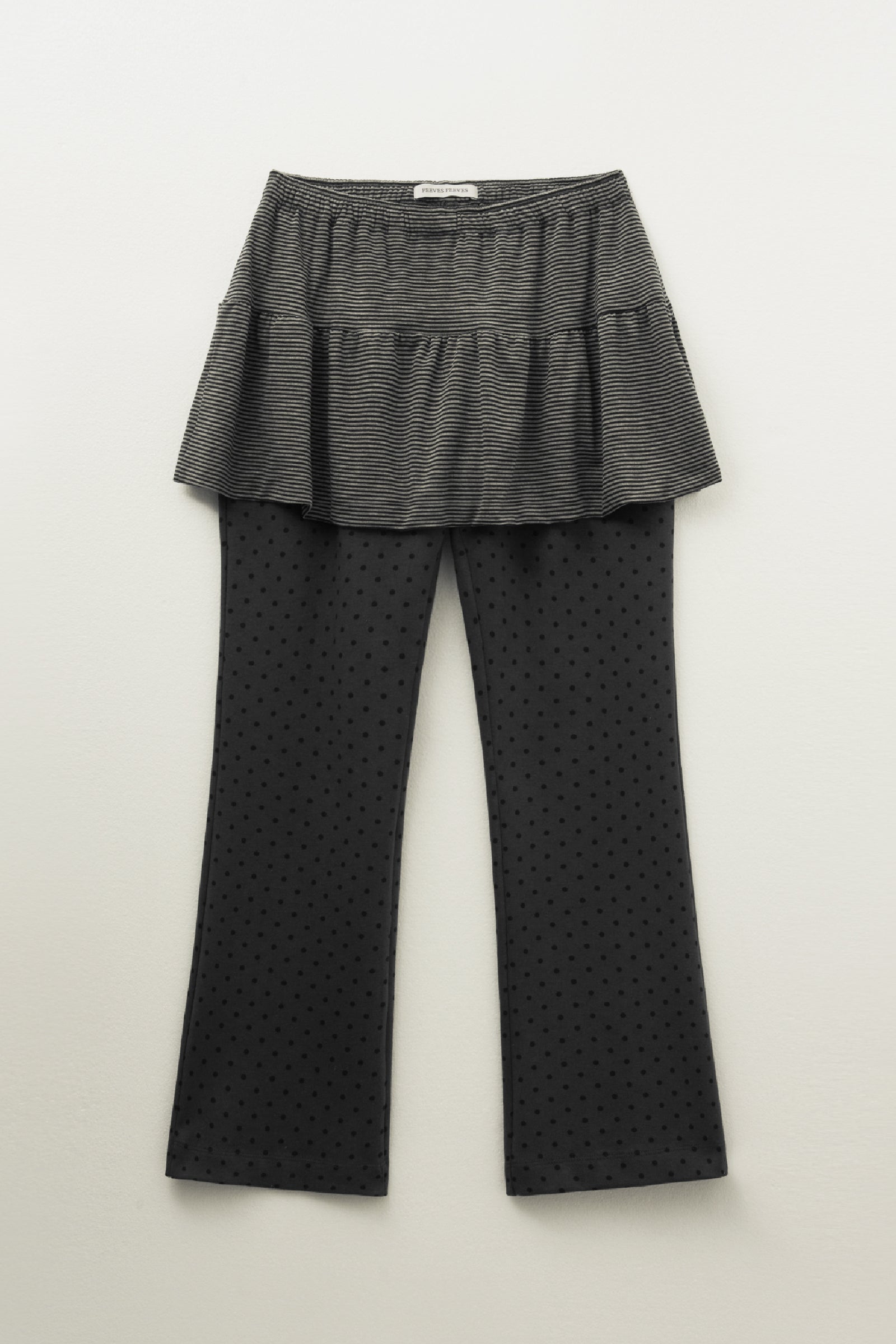 VARIED SKIRT LAYERED PANTS_GREY