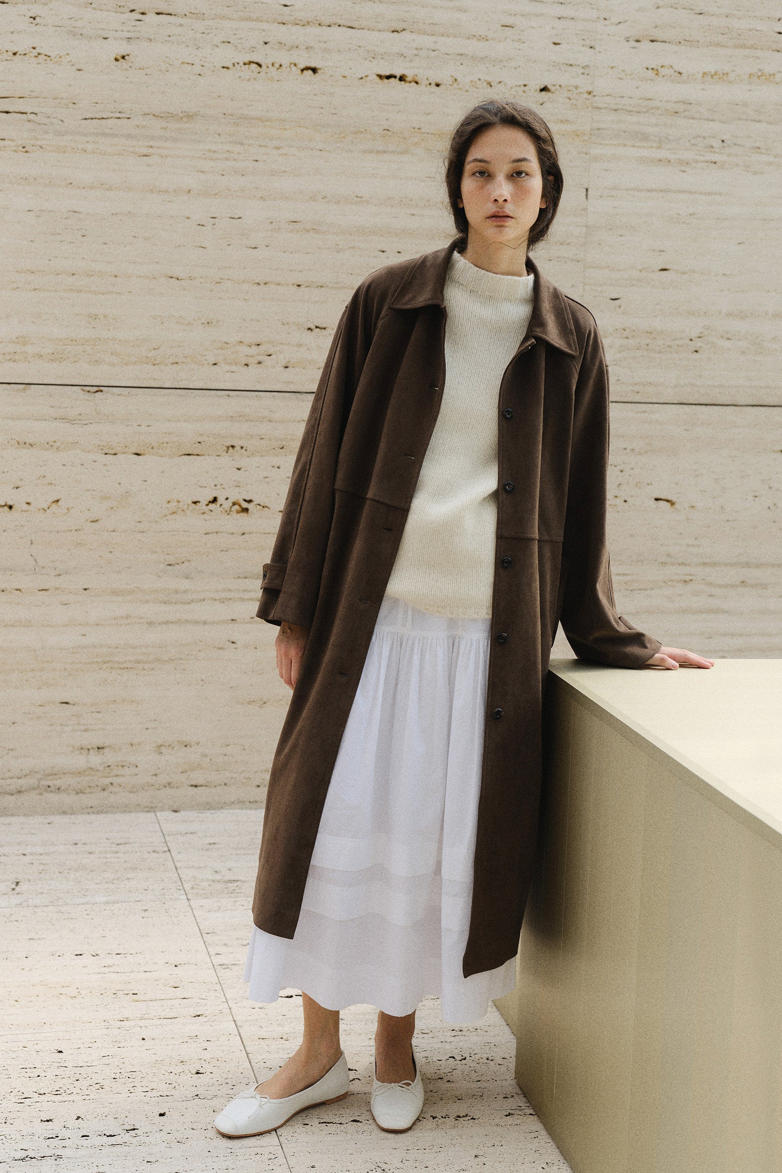 MANTEAU LONG EN SUÉDINE_MARRON