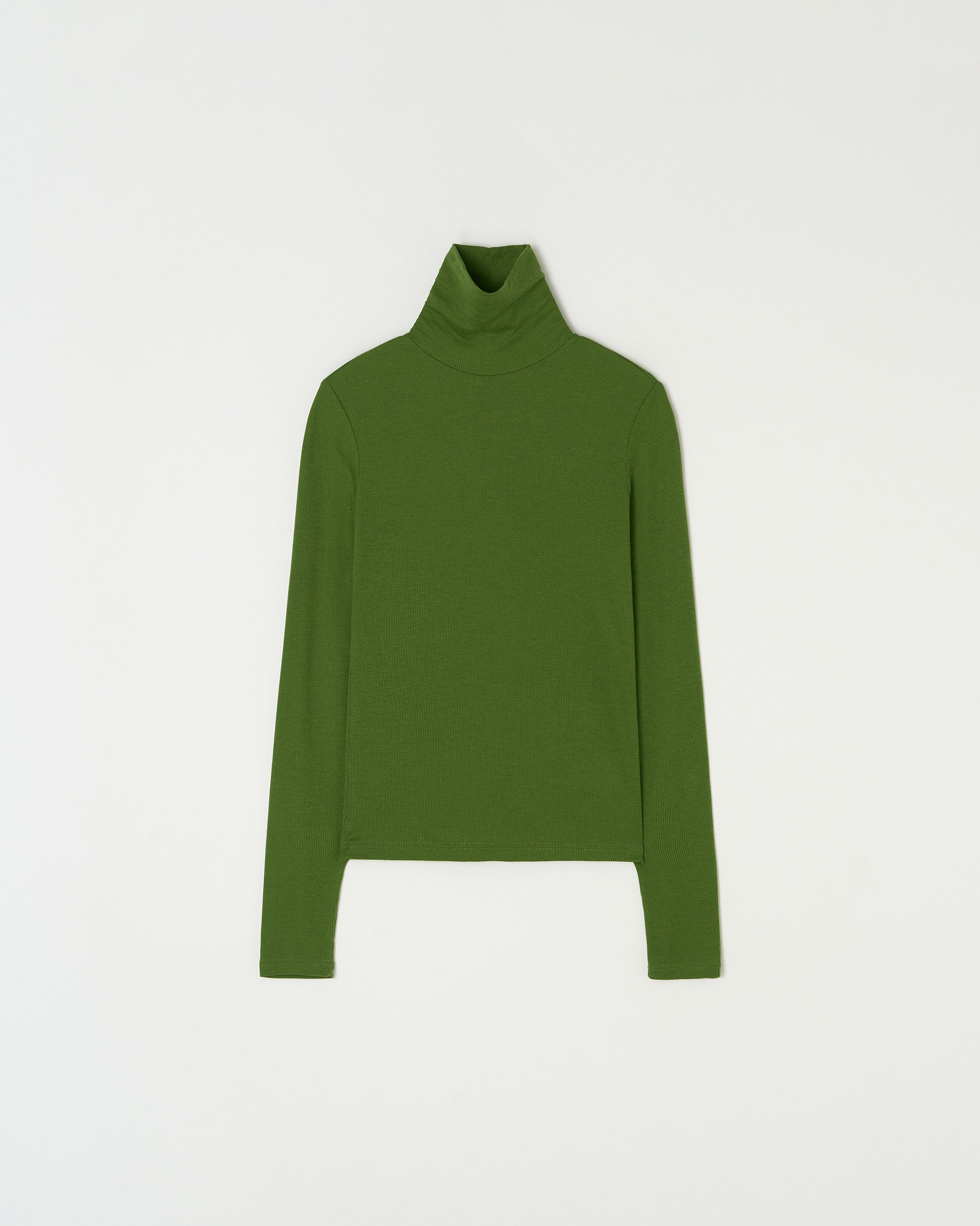 ESSENTIAL RIBBED WOOL TURTLENECK_GREEN