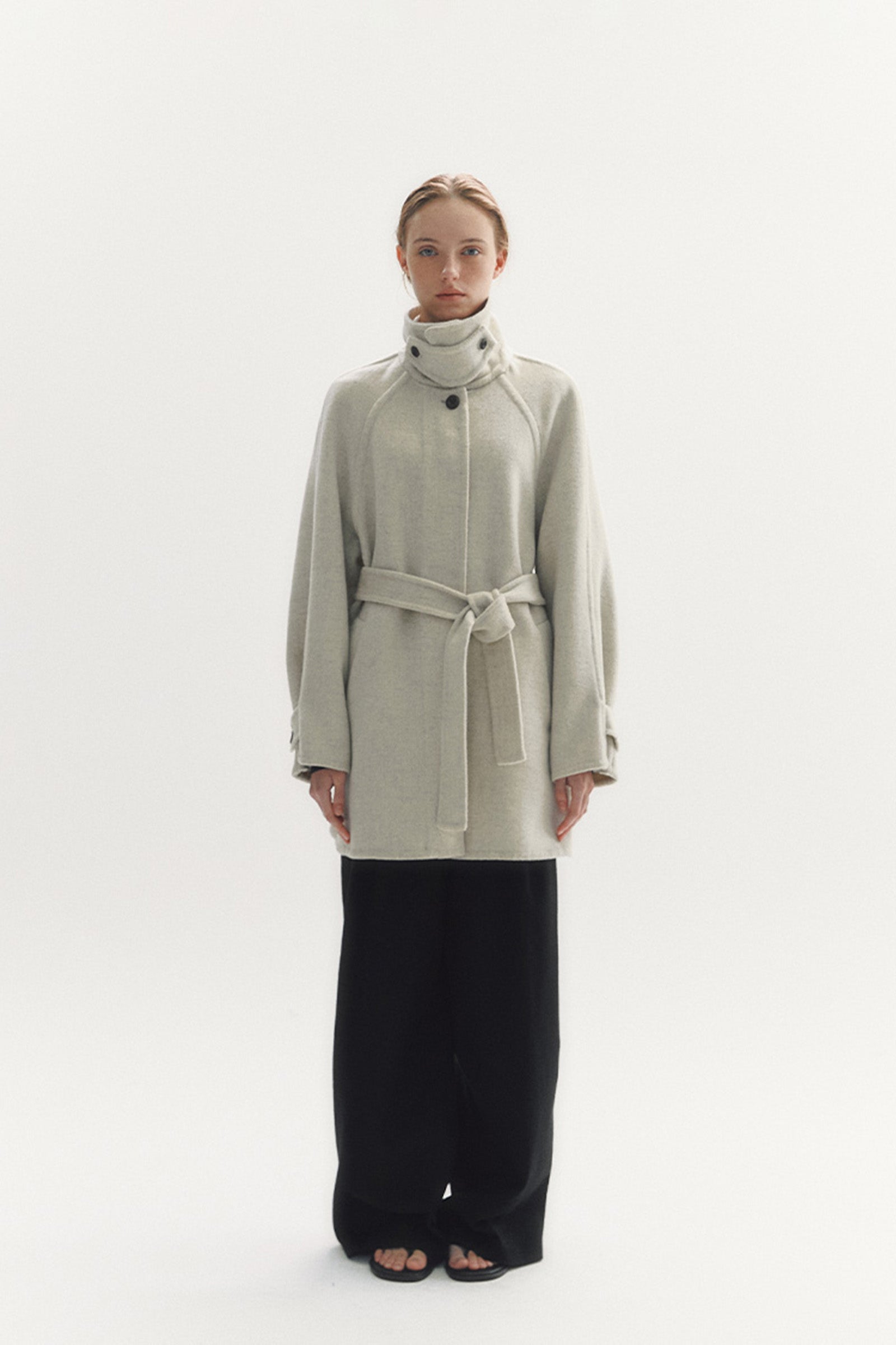 HANDMADE WOOL HALF COAT_OATMEAL