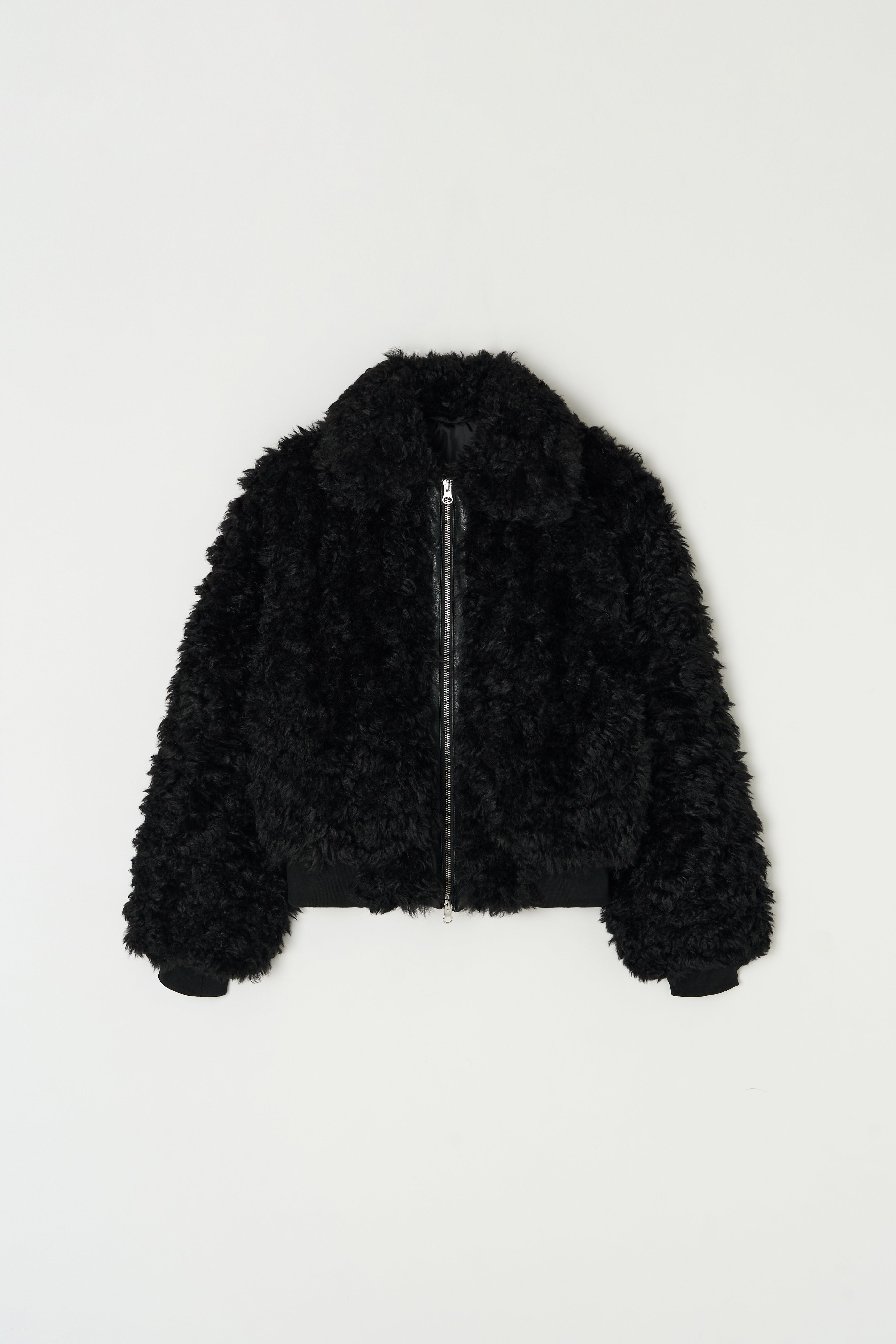 CROPPED ZIP-UP FUR JACKET_BLACK