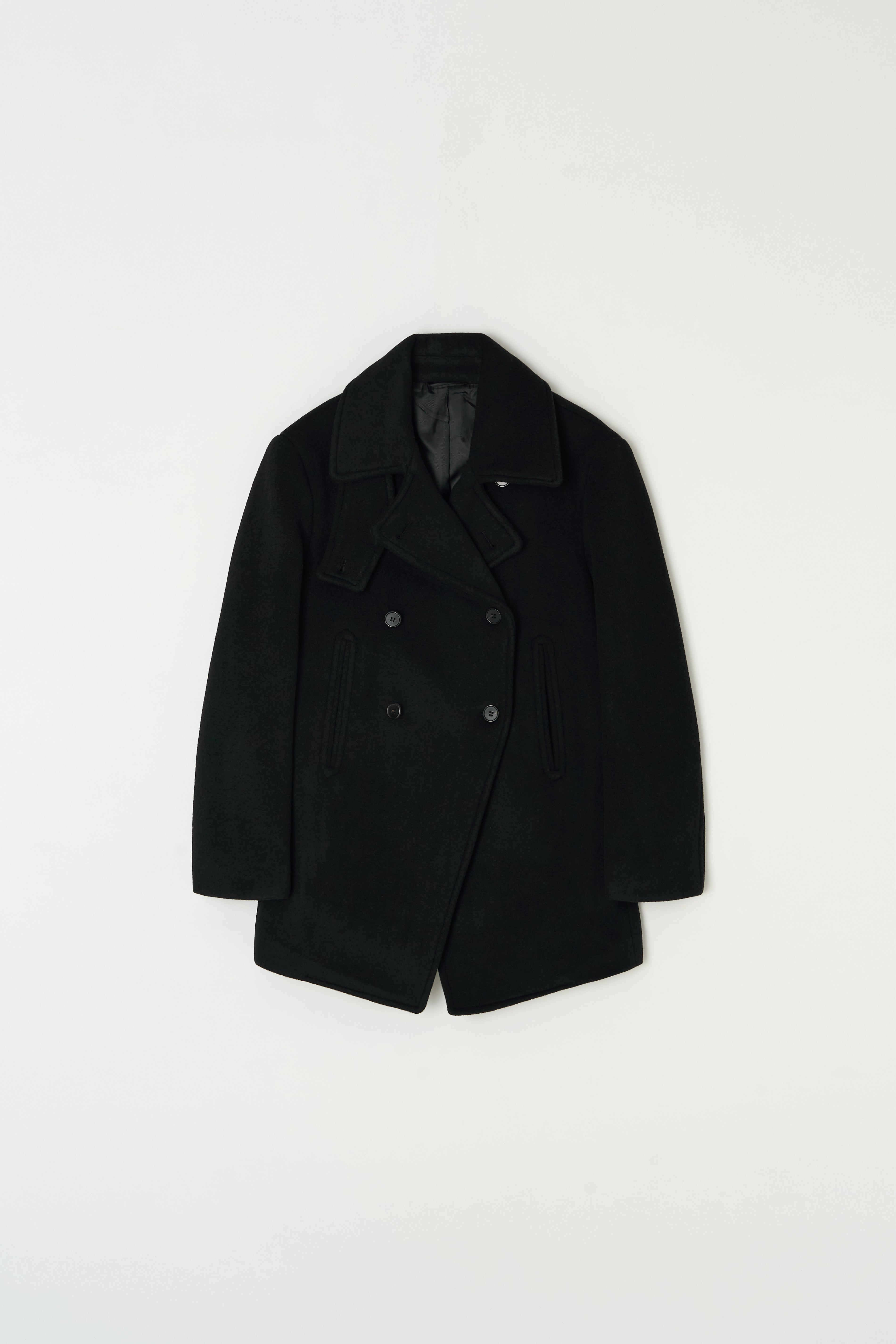 HALF DOUBLE PEA COAT_BLACK