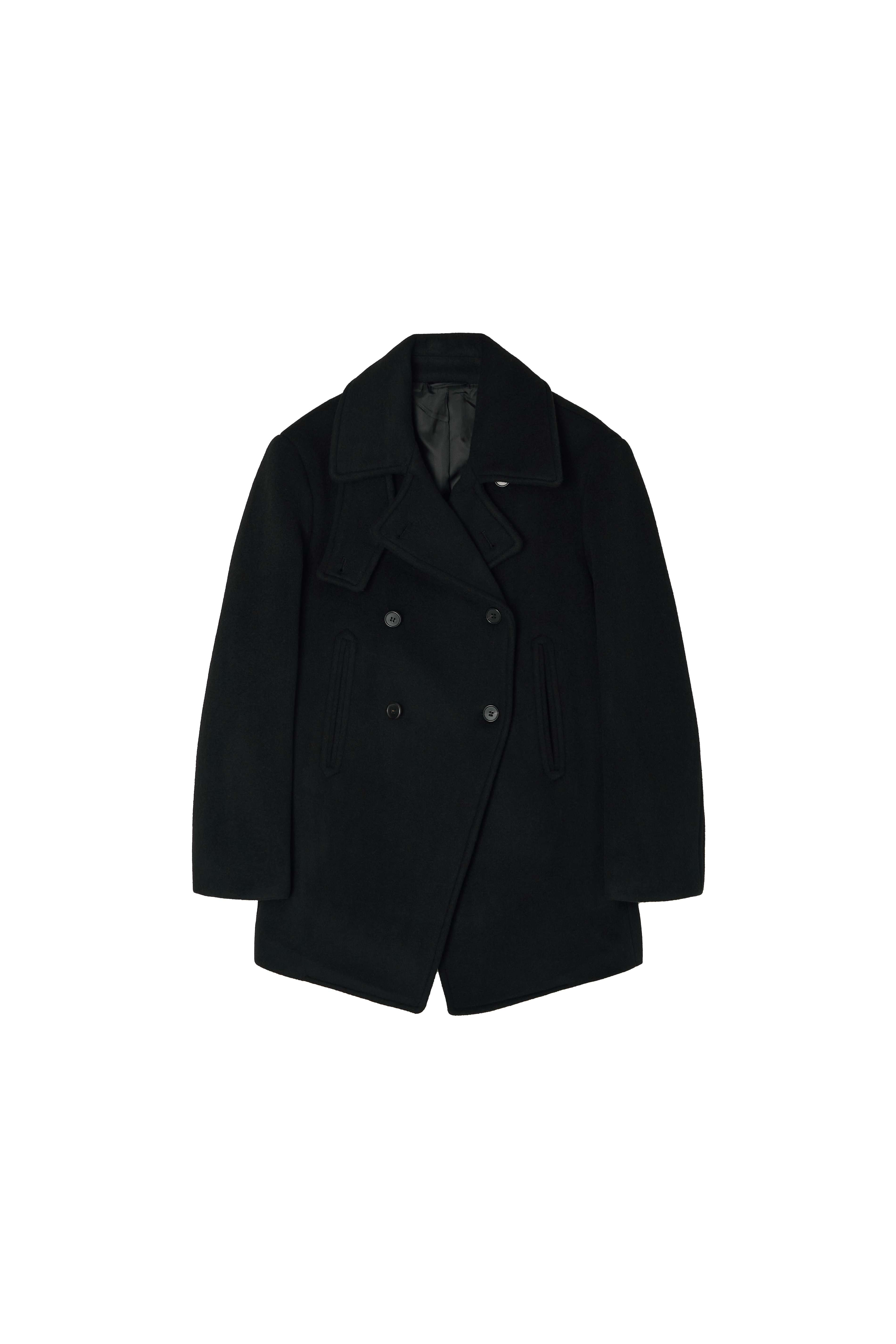 HALF DOUBLE PEA COAT_BLACK