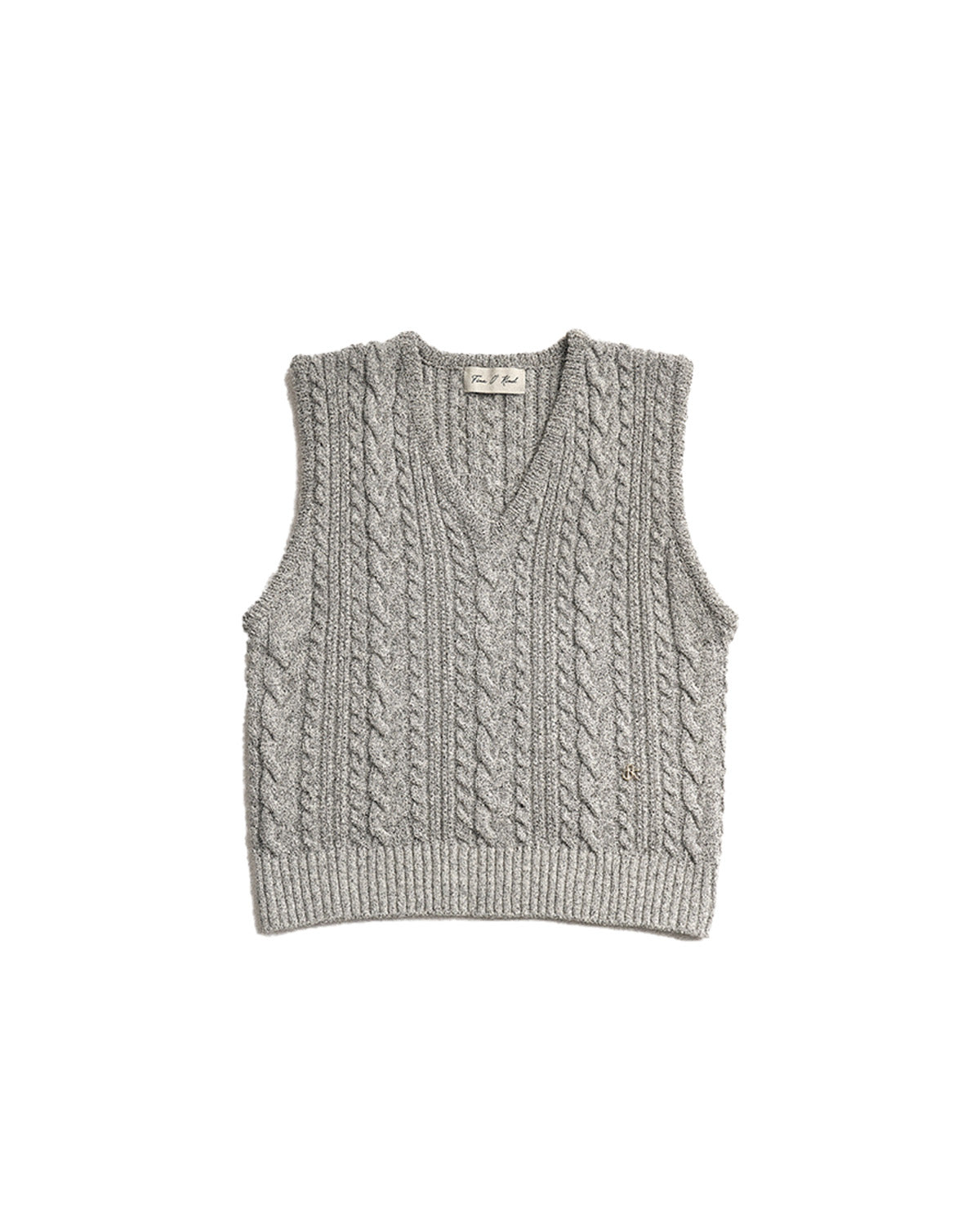 CABLE KNIT VEST_LIGHT GREY