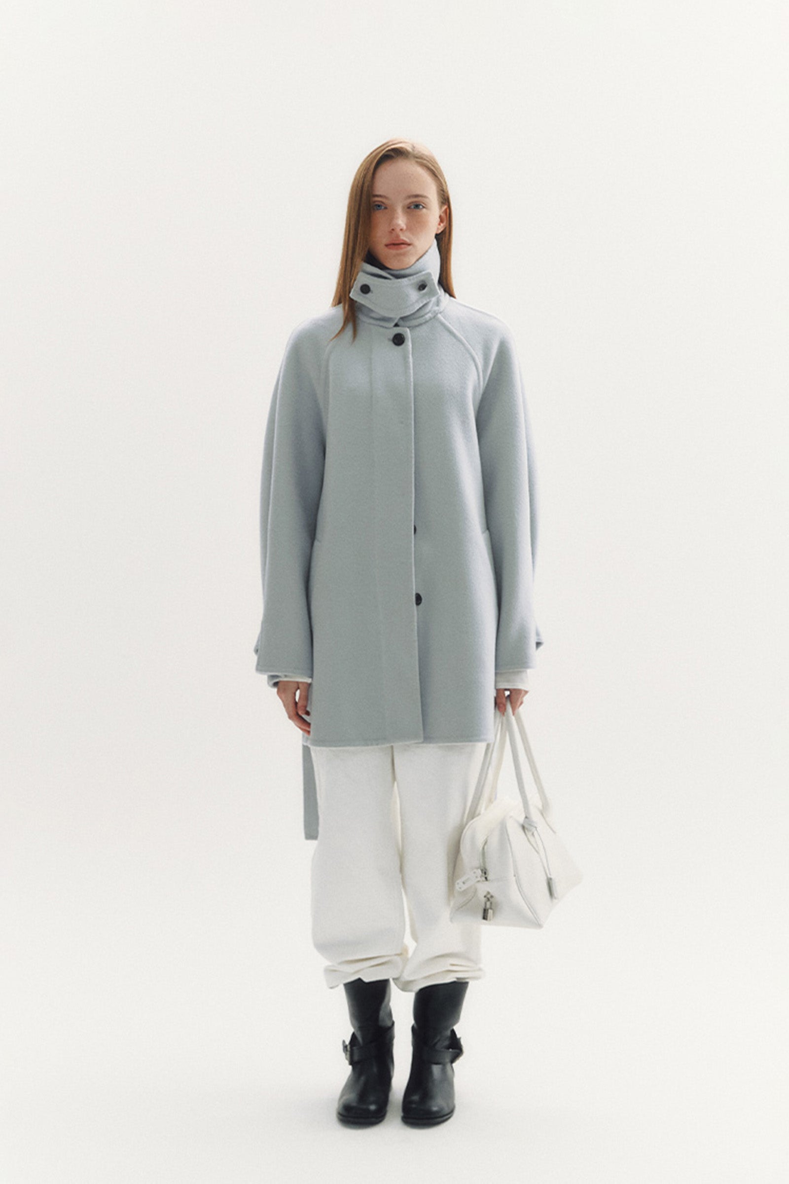 HANDMADE WOOL HALF COAT_SKY BLUE