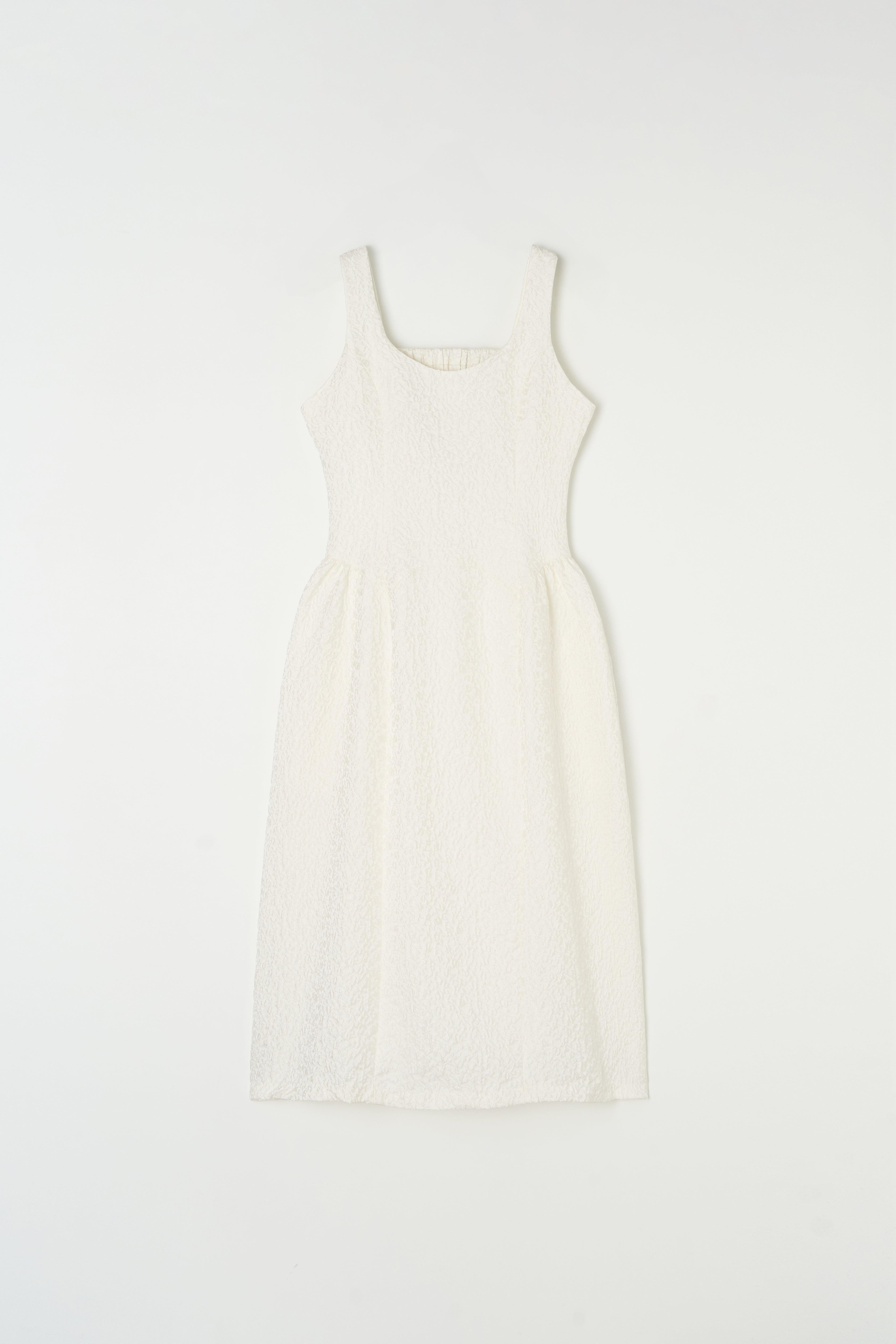 BACK BANDING JACQUARD DRESS_IVORY