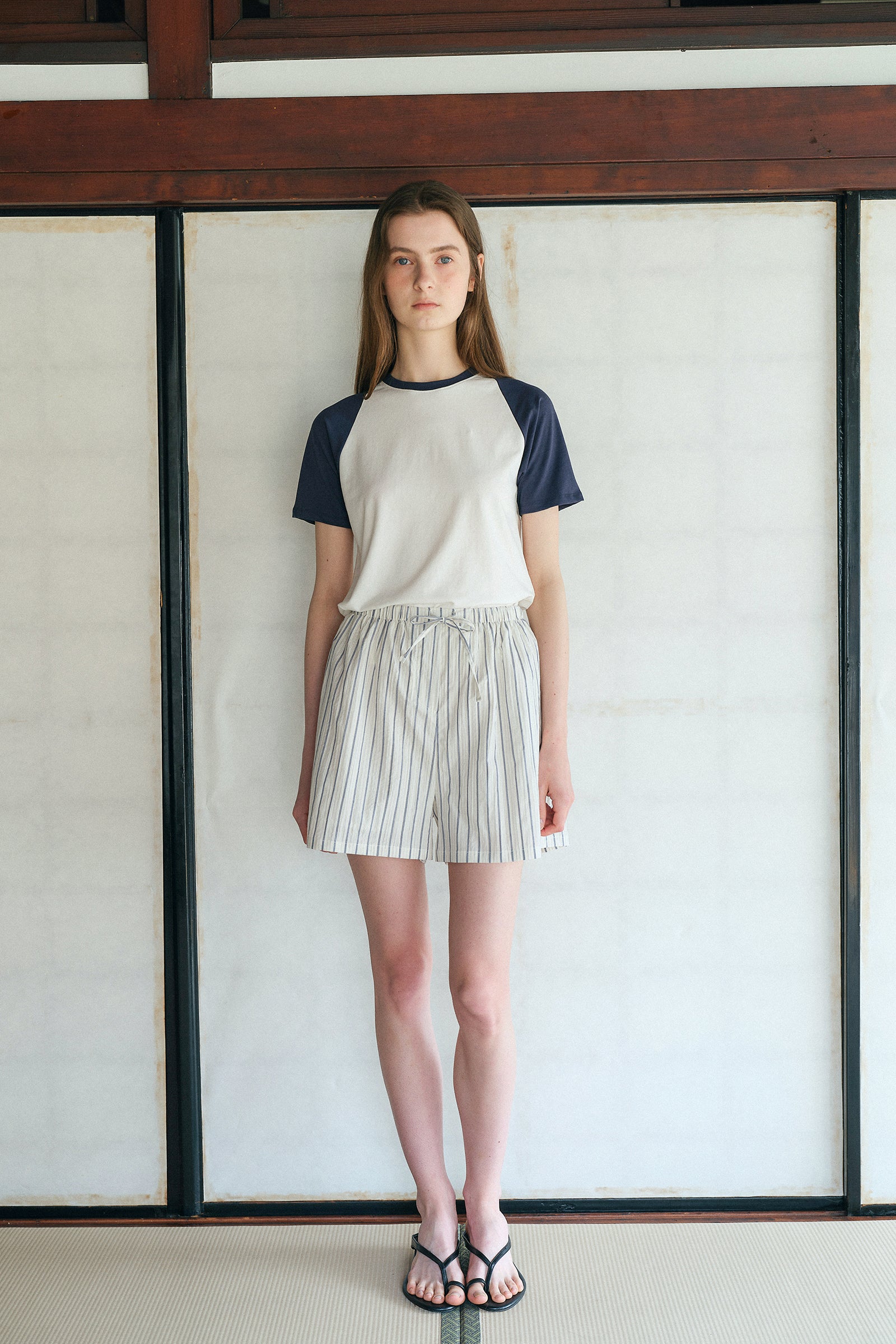 PONS STRIP SHORTS_BLEU MARINE RAYÉ