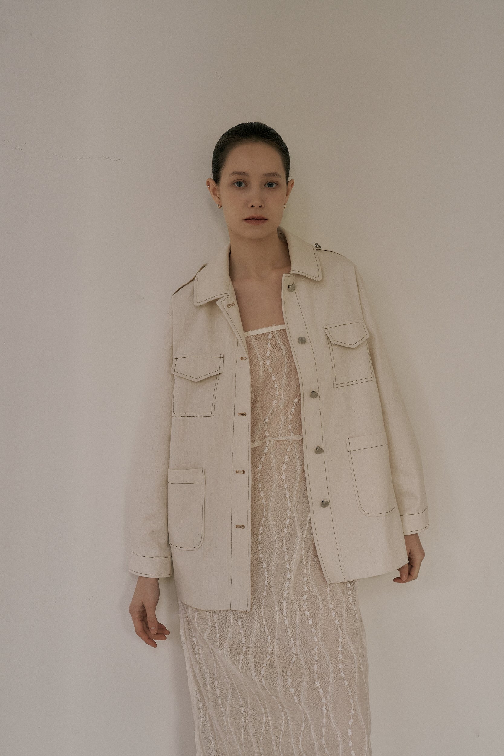 POCKET STITCH JACKET_IVORY