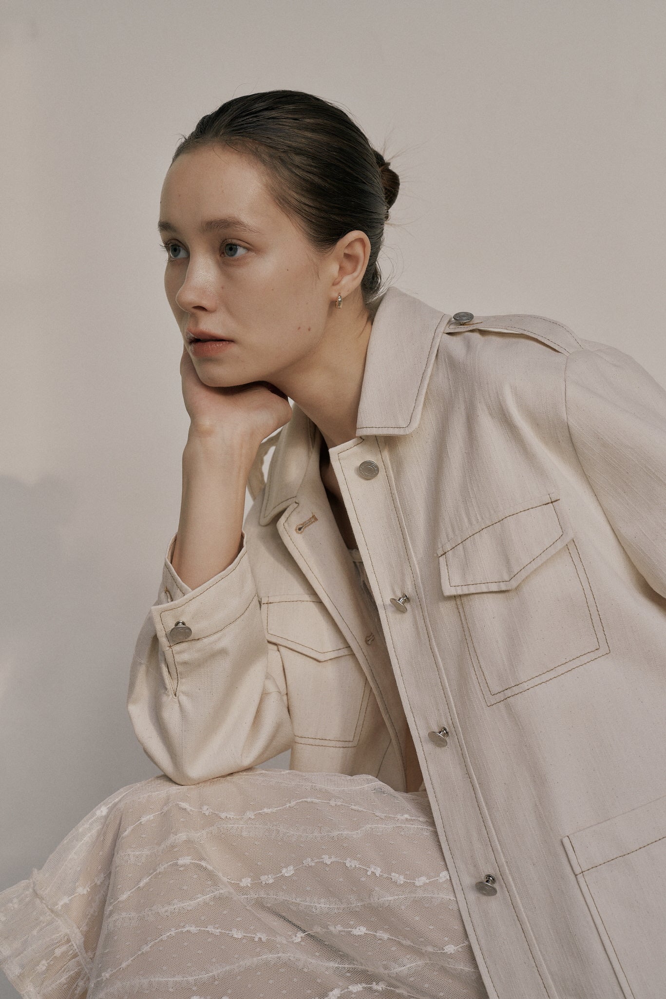 POCKET STITCH JACKET_IVORY