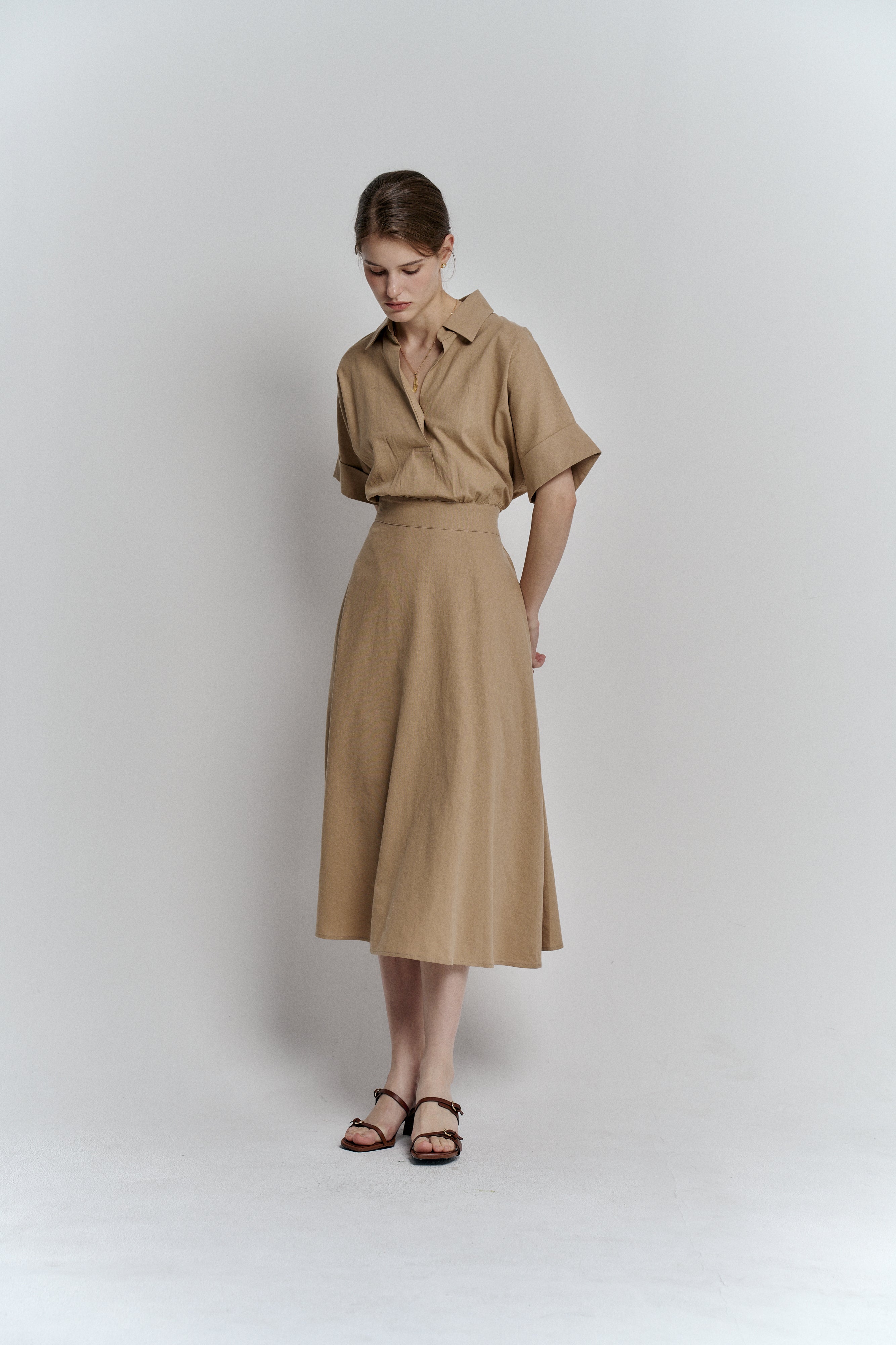 FINE O' KIND, ROBE EN LIN DE MARE_BEIGE