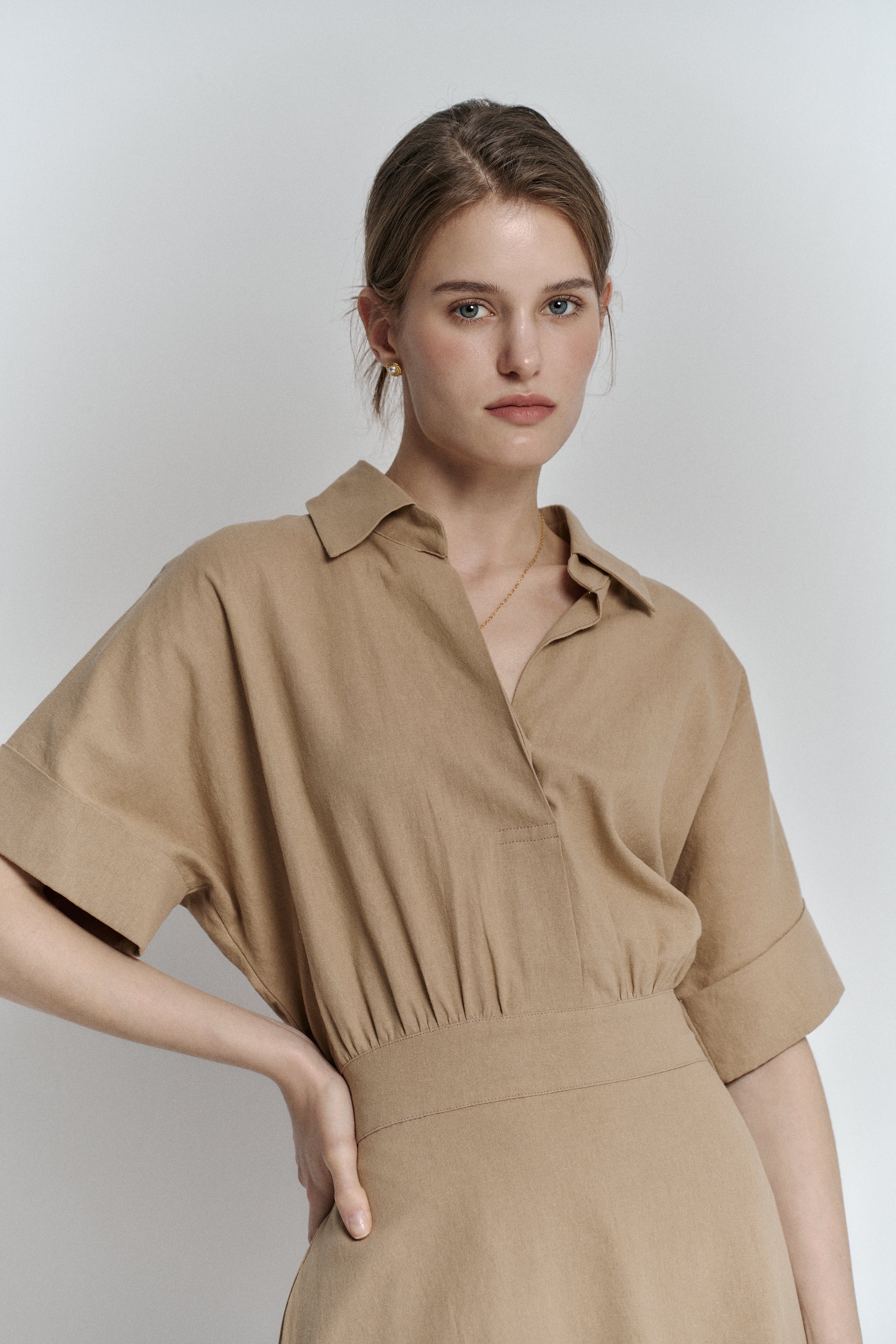 FINE O' KIND, ROBE EN LIN DE MARE_BEIGE