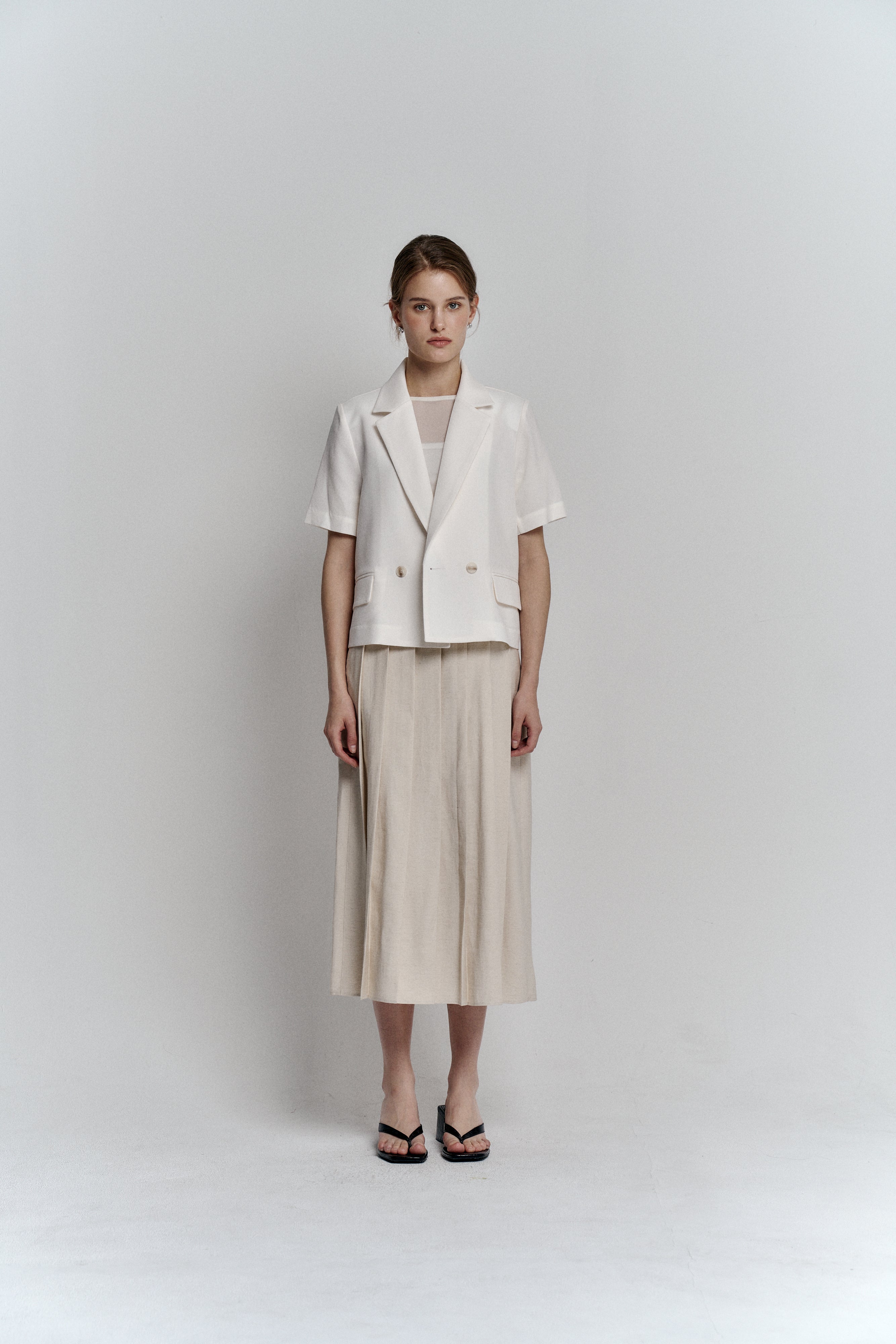 ONE BUTTON HALF JACKET_IVORY