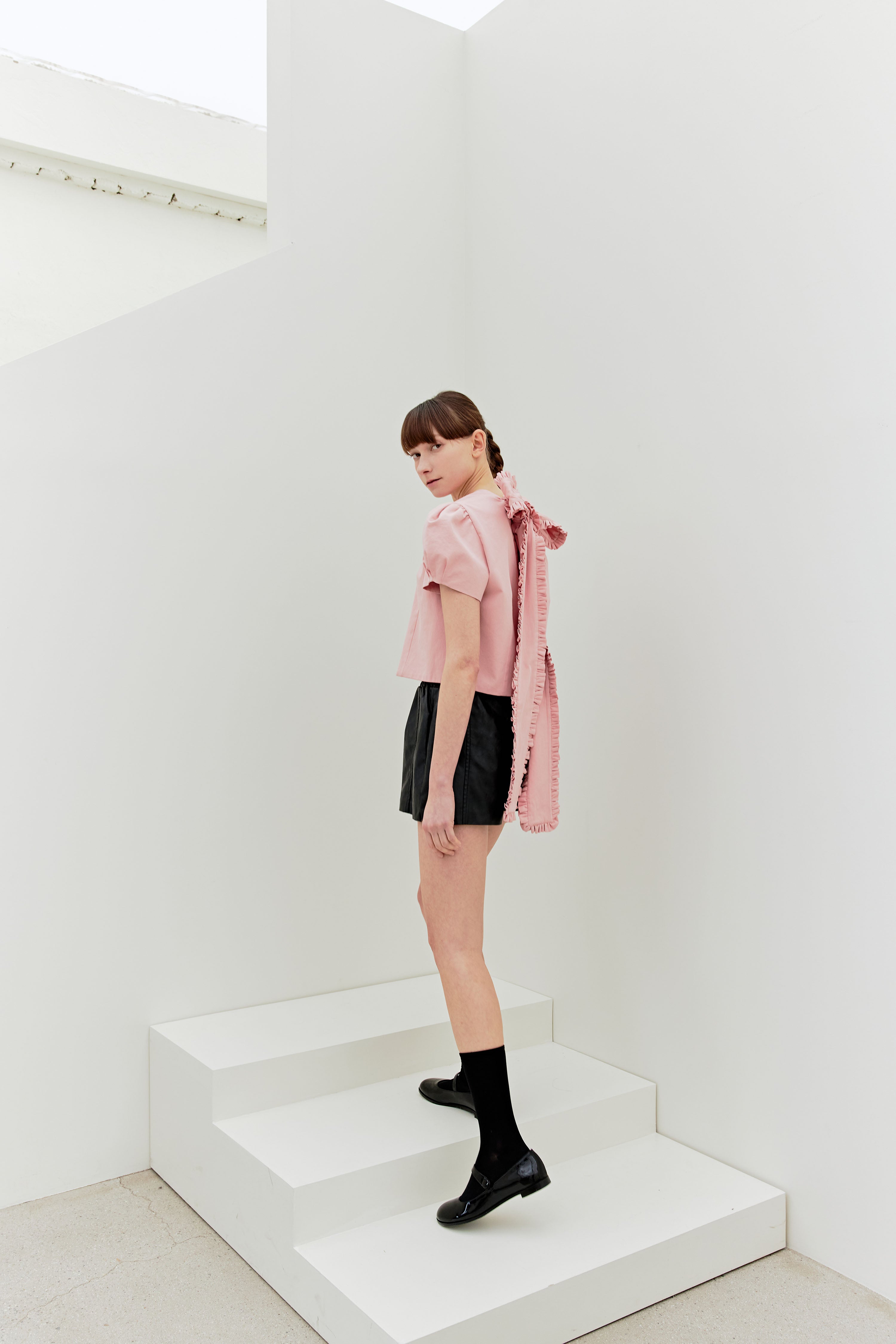 FRILL TIE BLOUSE_PINK