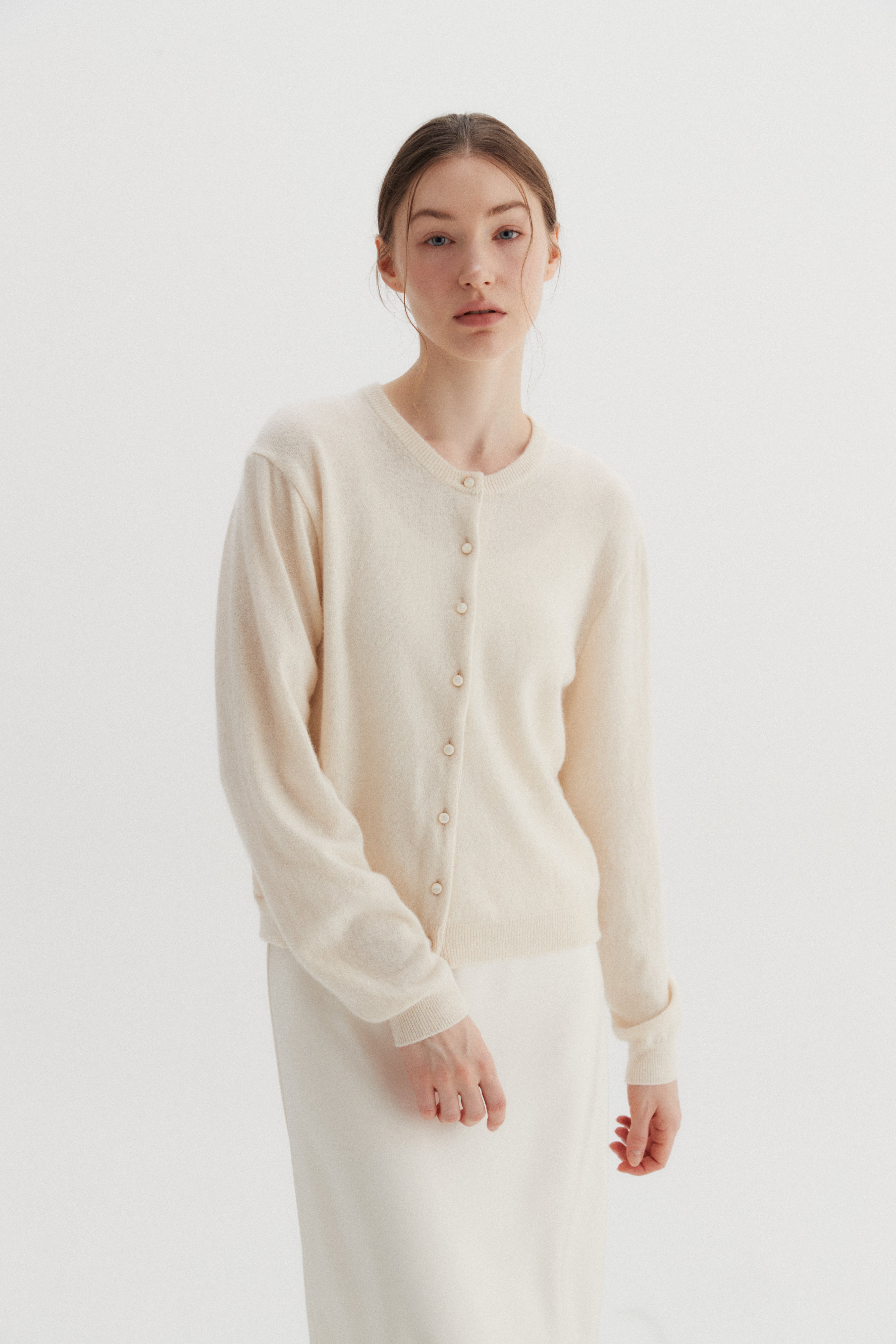 BEANS CASHMERE CARDIGAN_IVORY