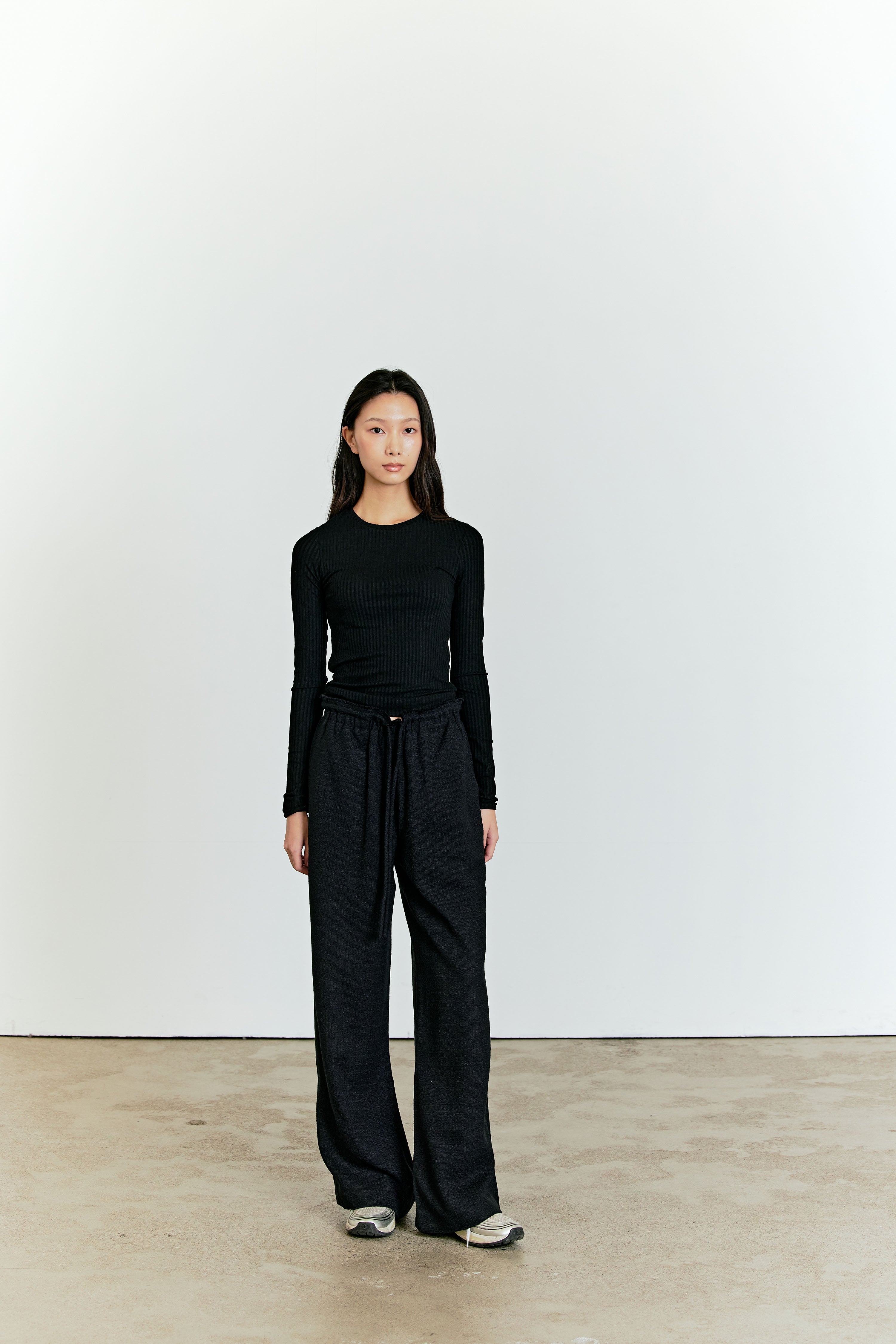 TWEED STRING PANTS_BLACK