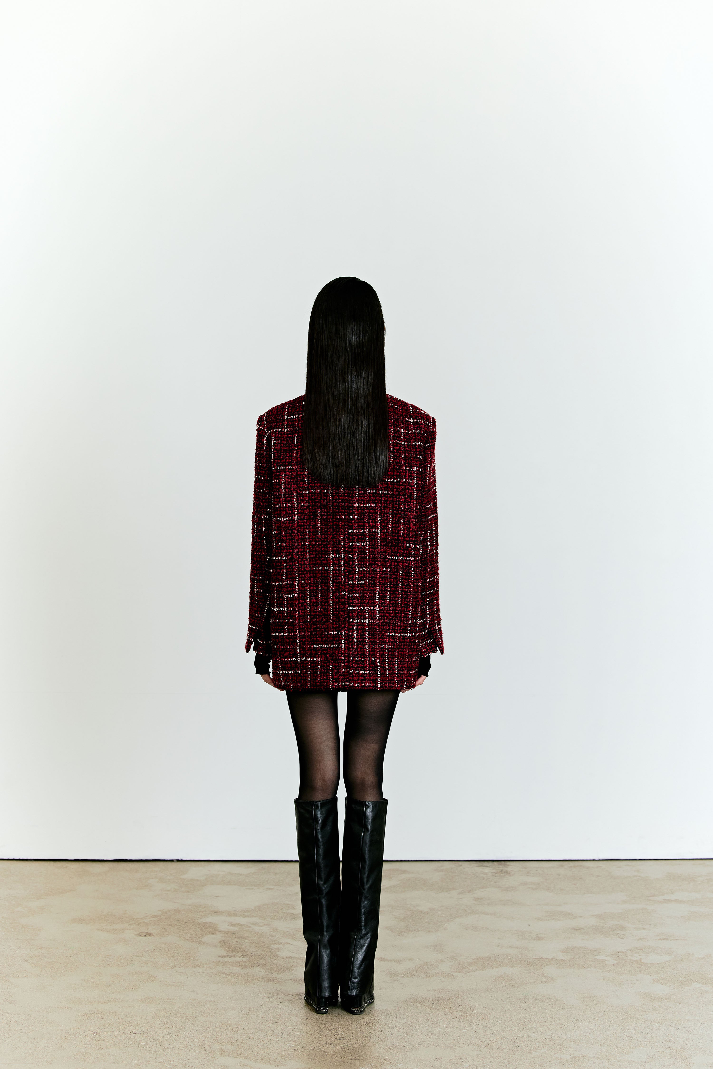 TWEED BOX JACKET_RED