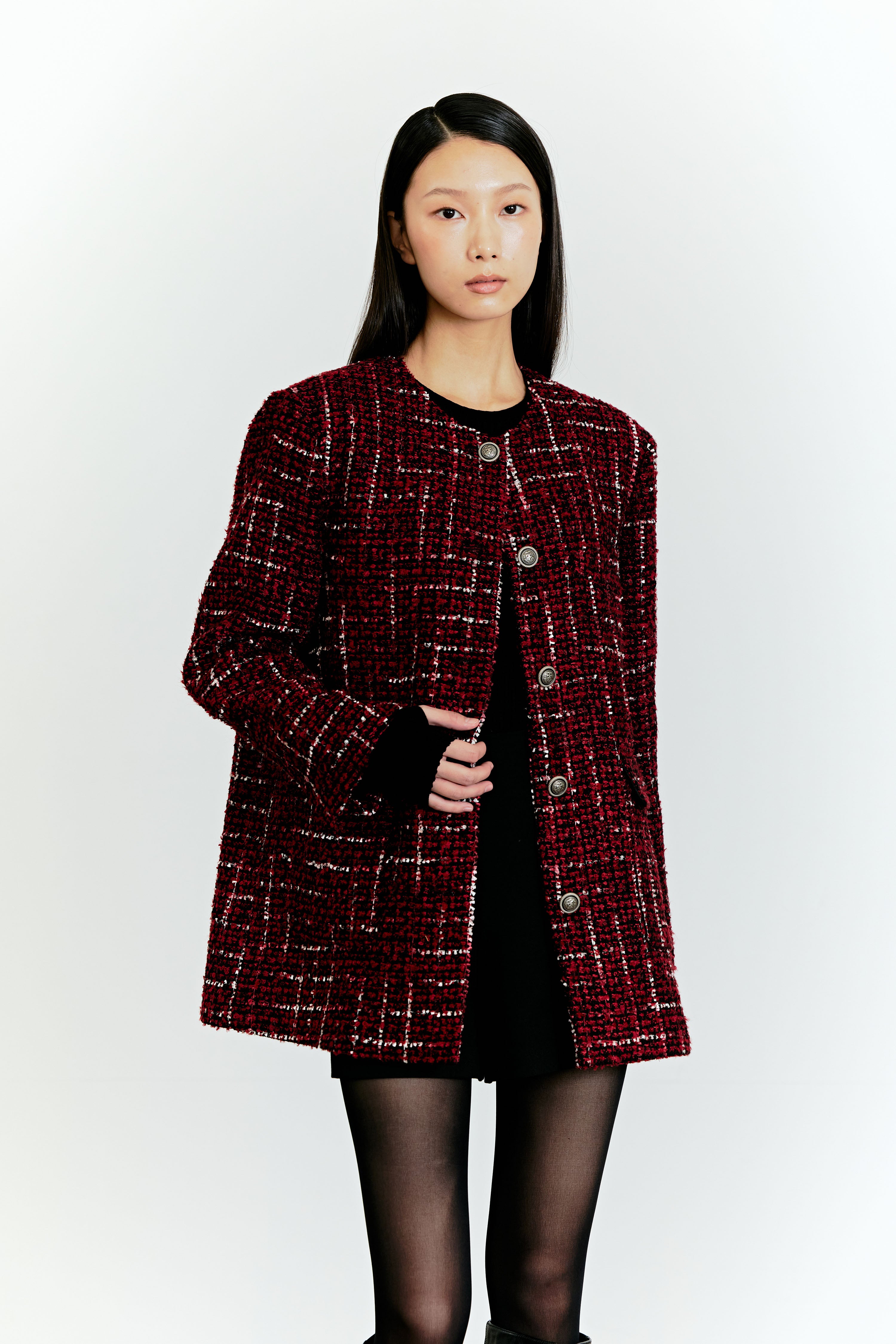 TWEED BOX JACKET_RED