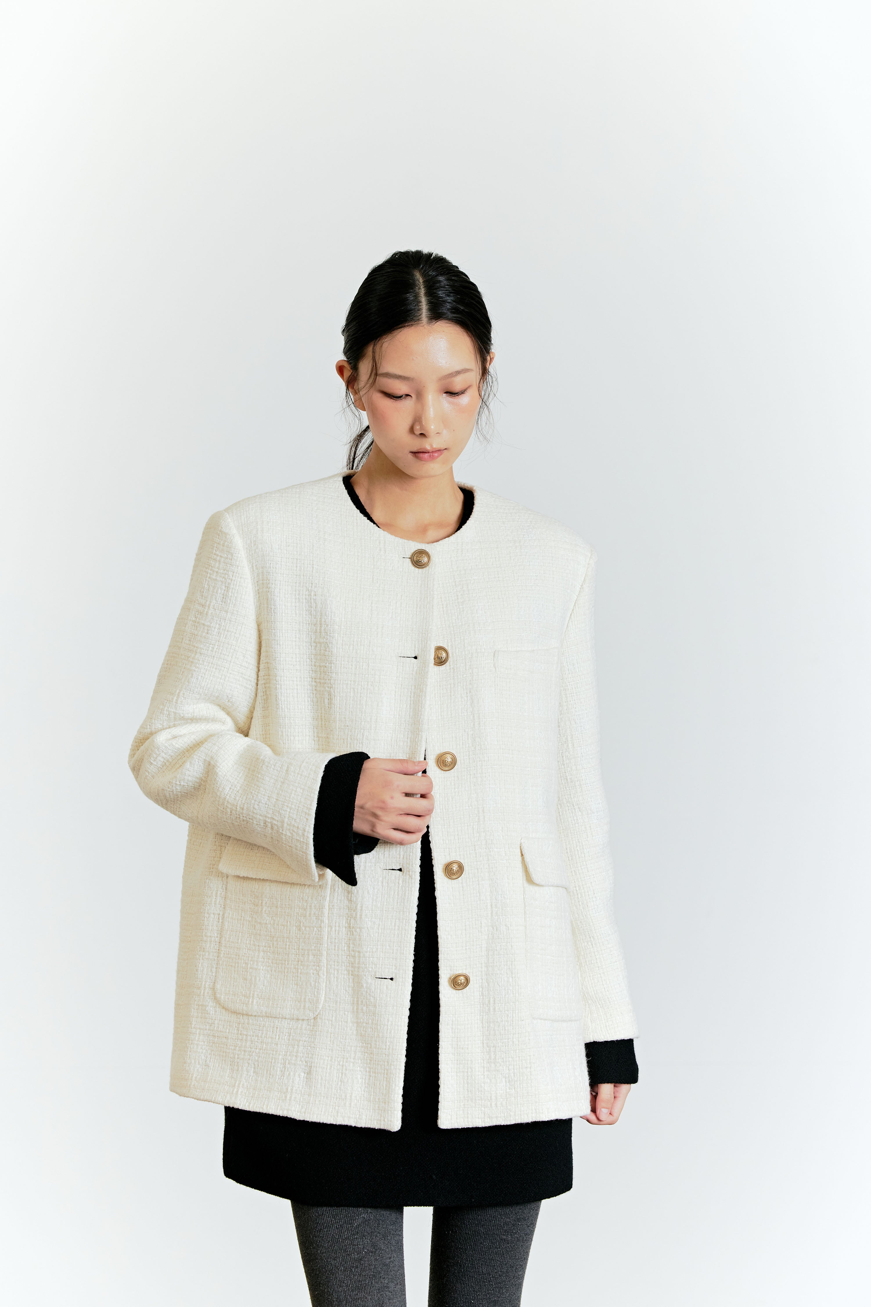 TWEED BOX JACKET_IVORY