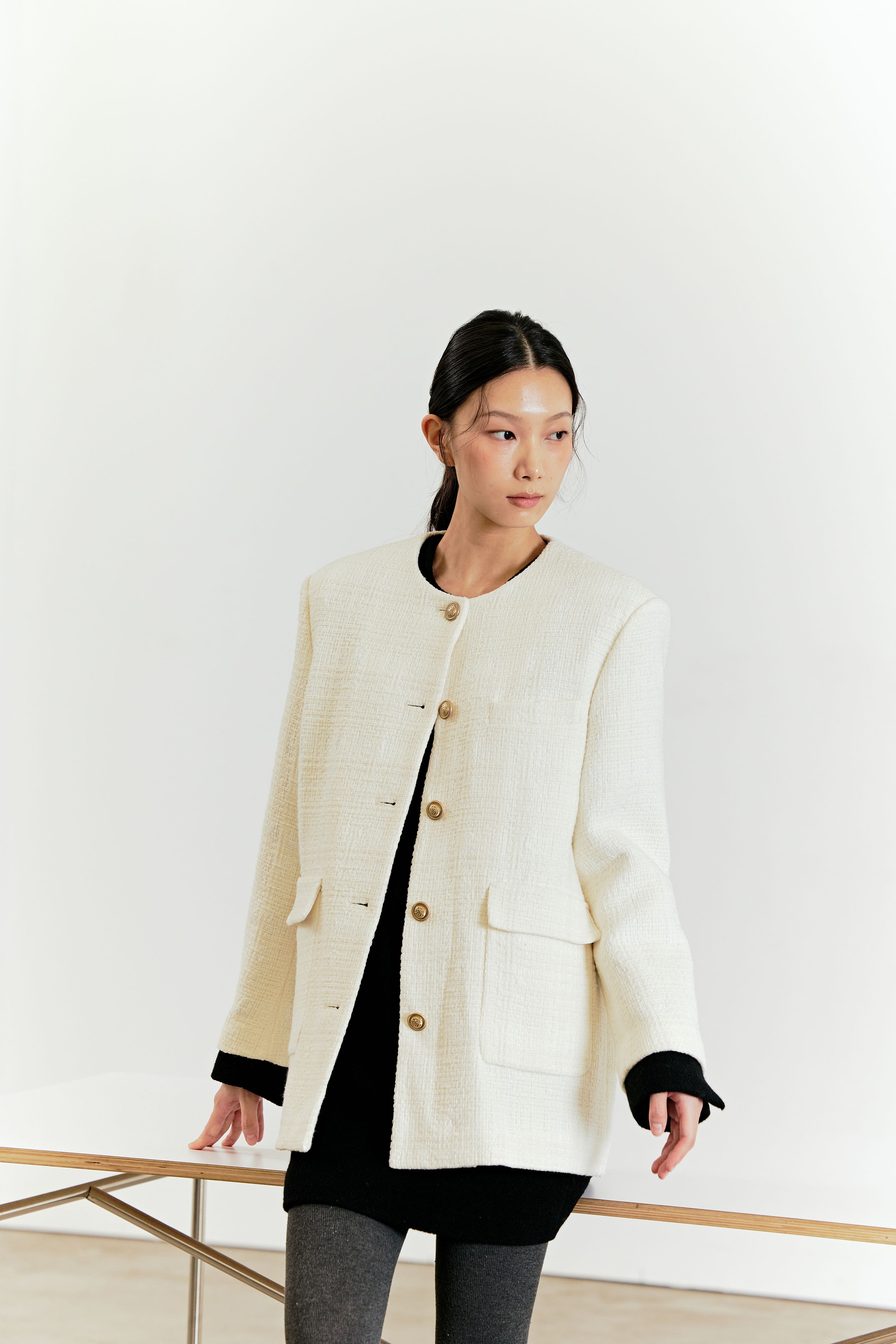 TWEED BOX JACKET_IVORY