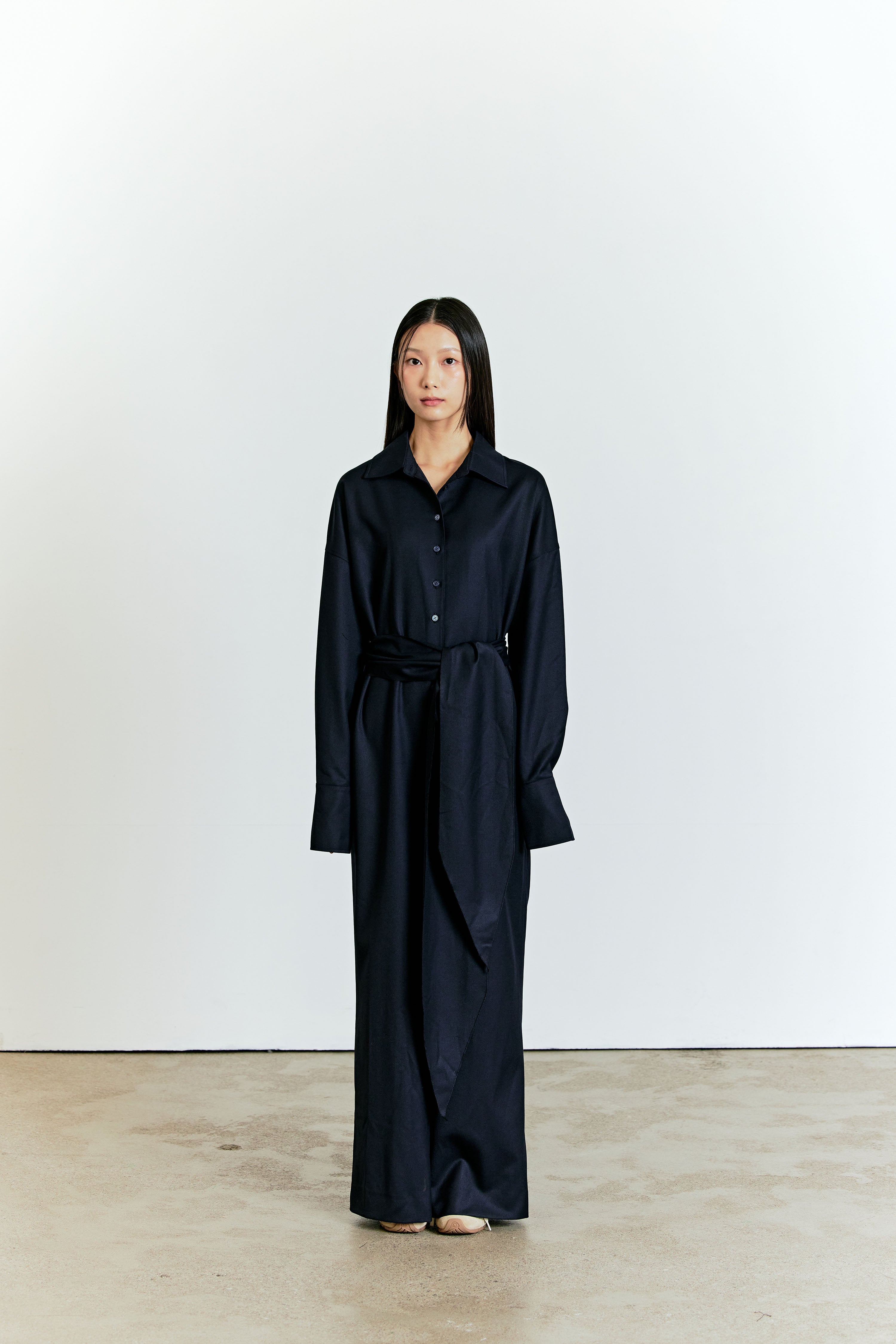 WOOL SHIRT JUMPSUIT_NAVY