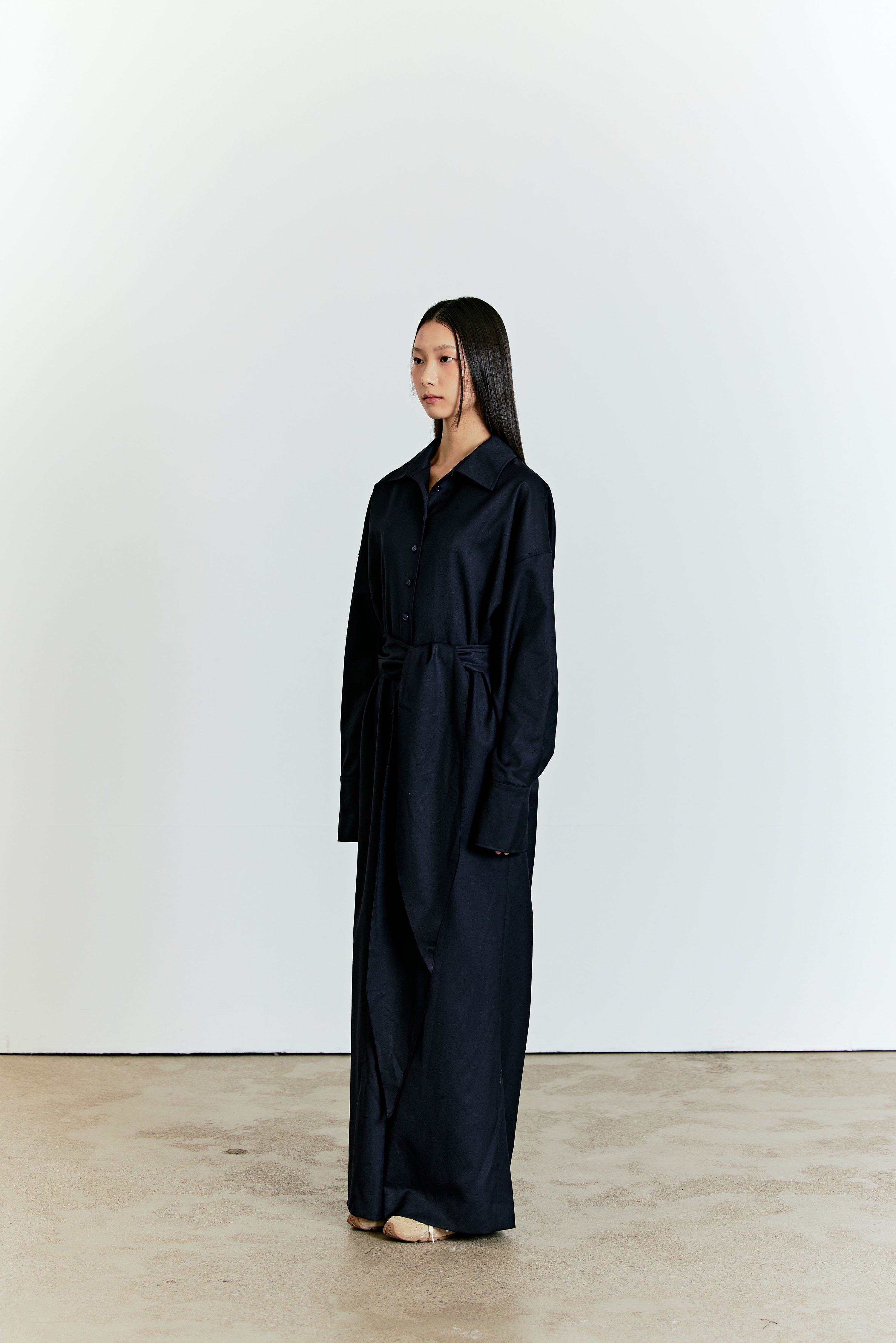 WOOL SHIRT JUMPSUIT_NAVY