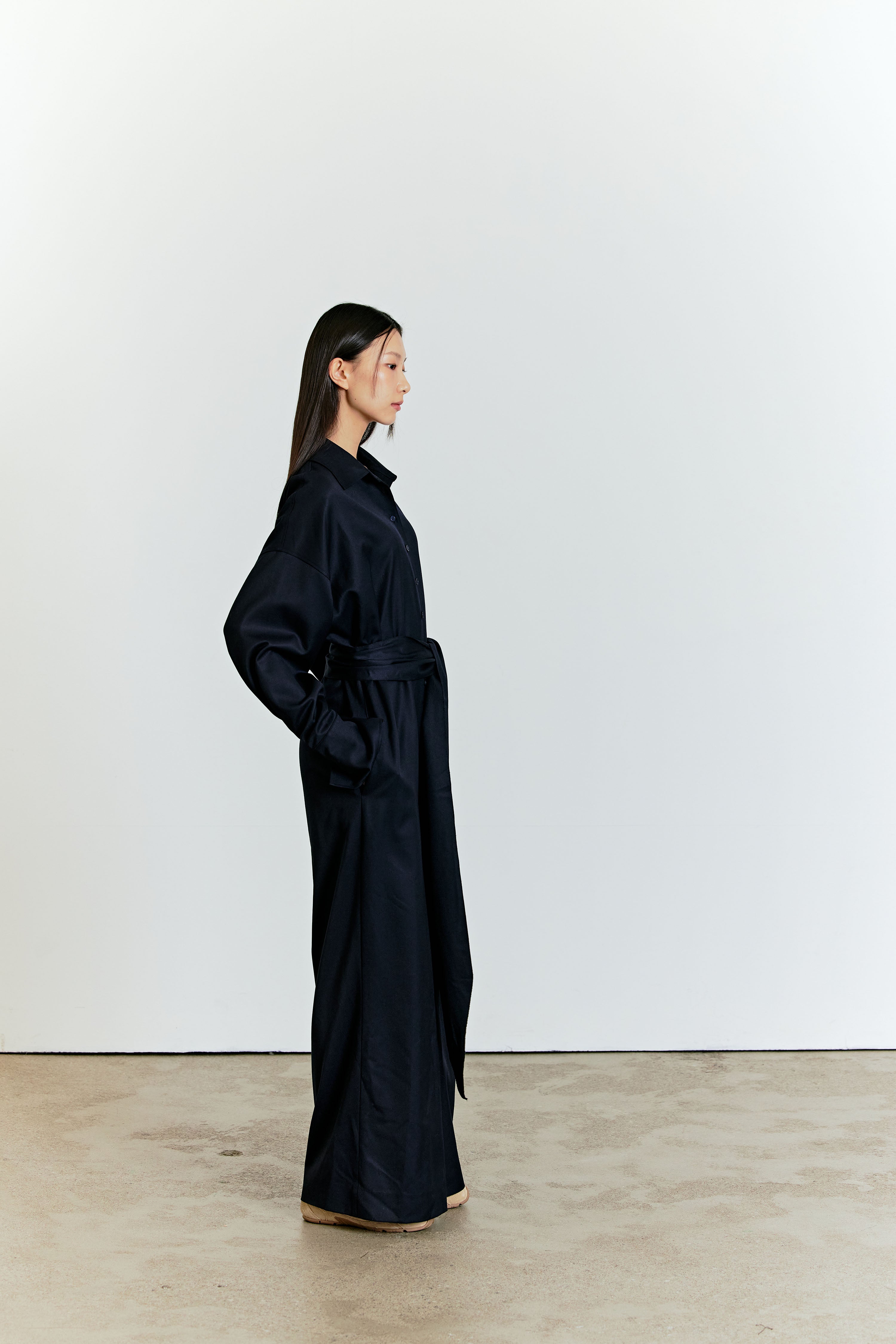 WOOL SHIRT JUMPSUIT_NAVY