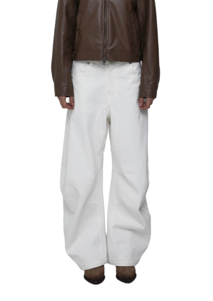 CURVED COTTON PANTS_WHITE