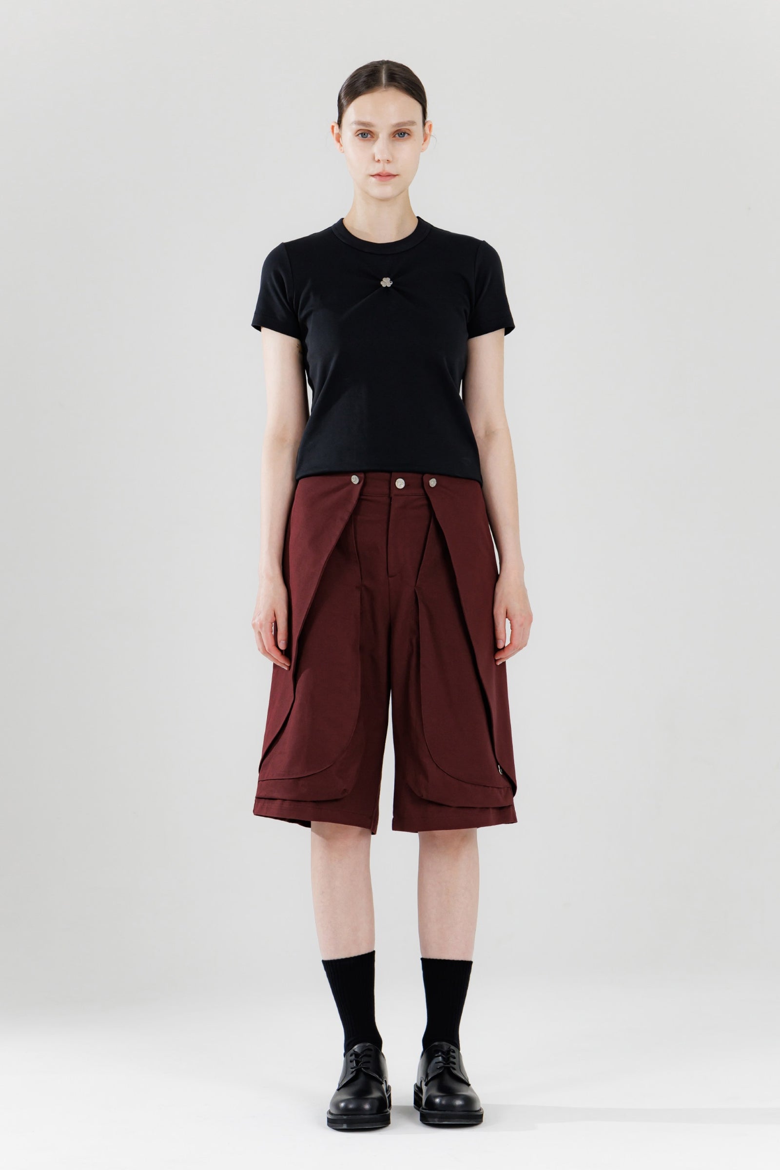 BLOSSOM 3D POCKET SHORTS_BORDEAUX FONCÉ