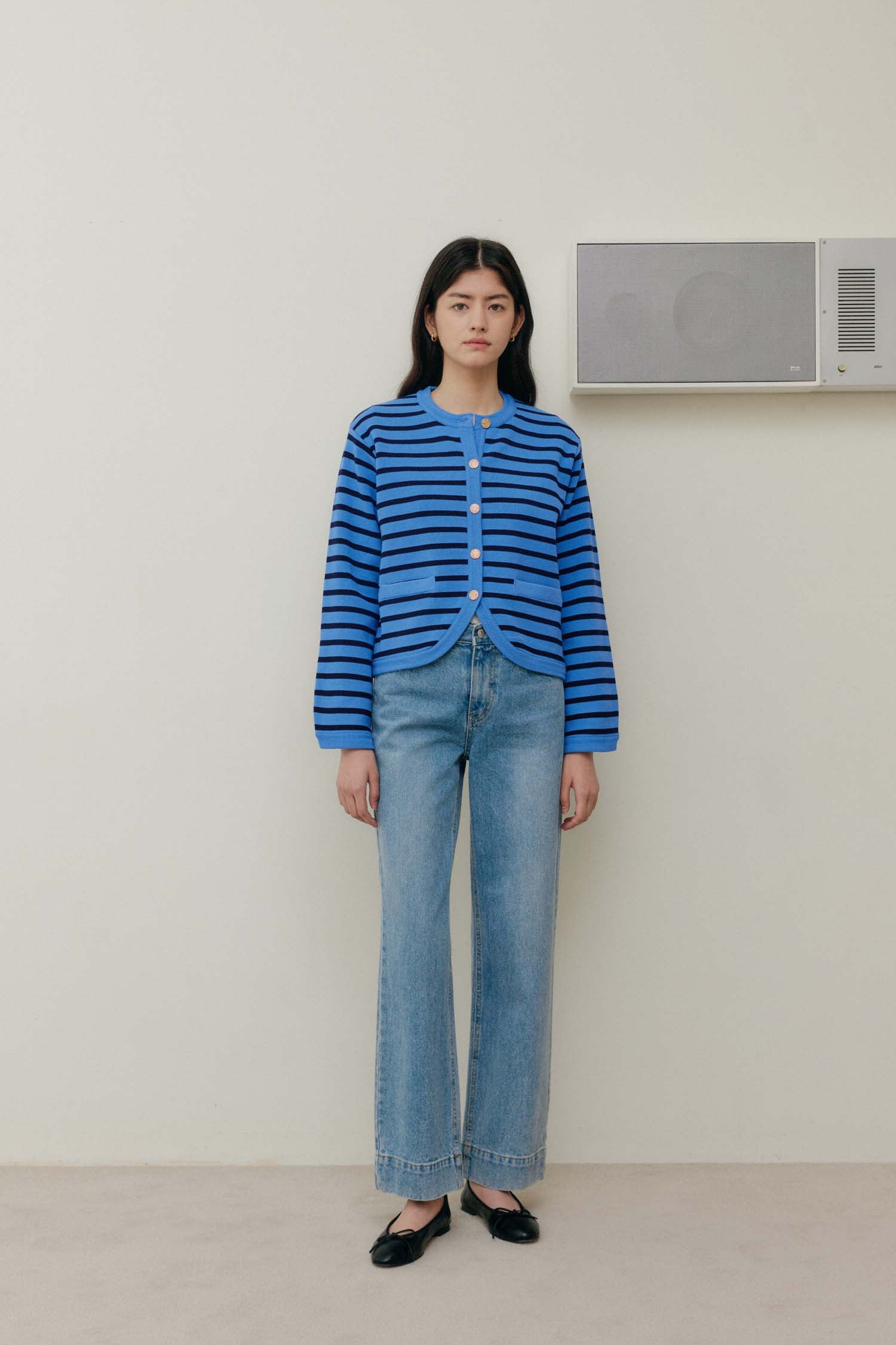 STRIPE KNIT JACKET_BLUE