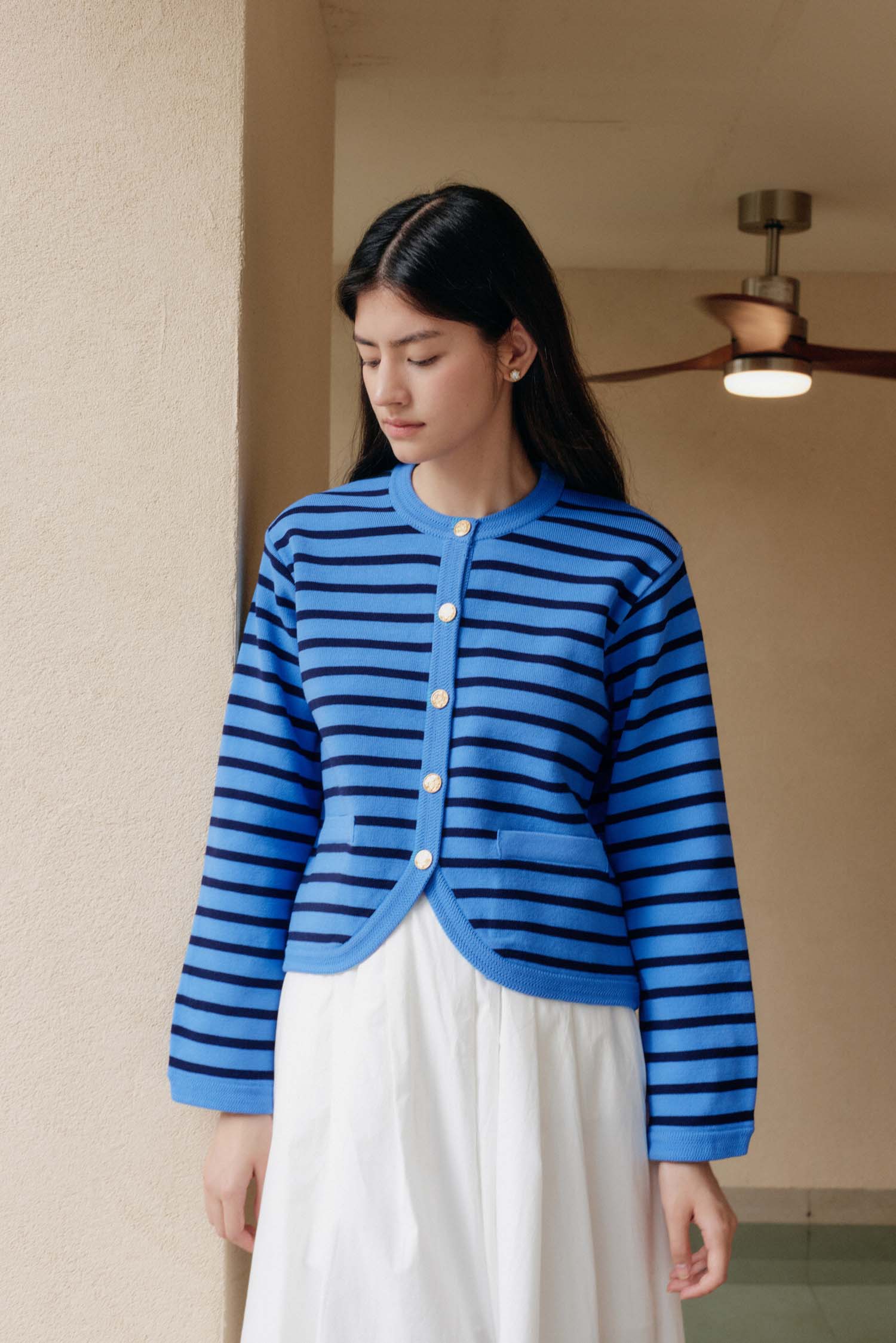 STRIPE KNIT JACKET_BLUE