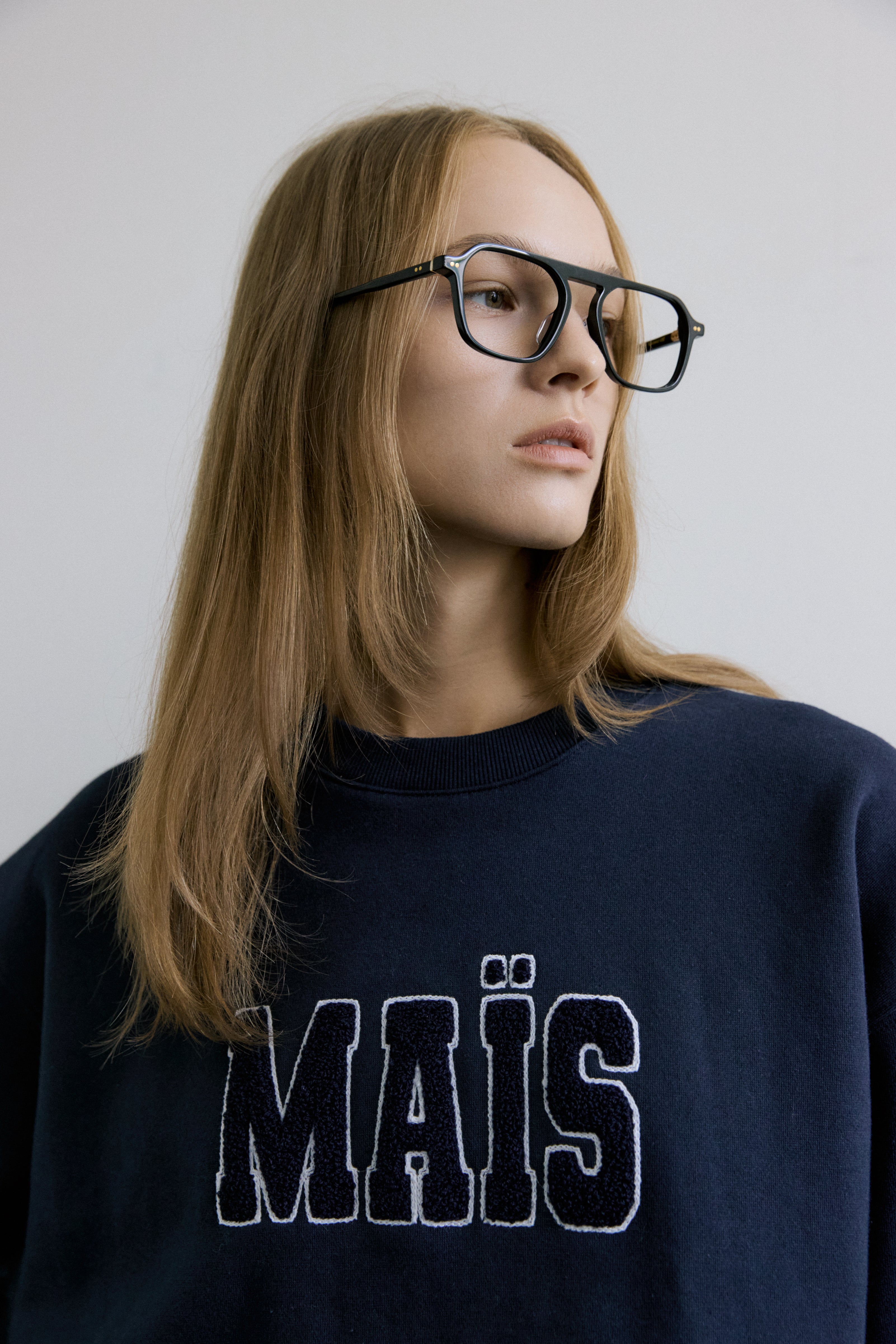 MAIS BOUCLE LOGO SWEAT SHIRT _ NAVY