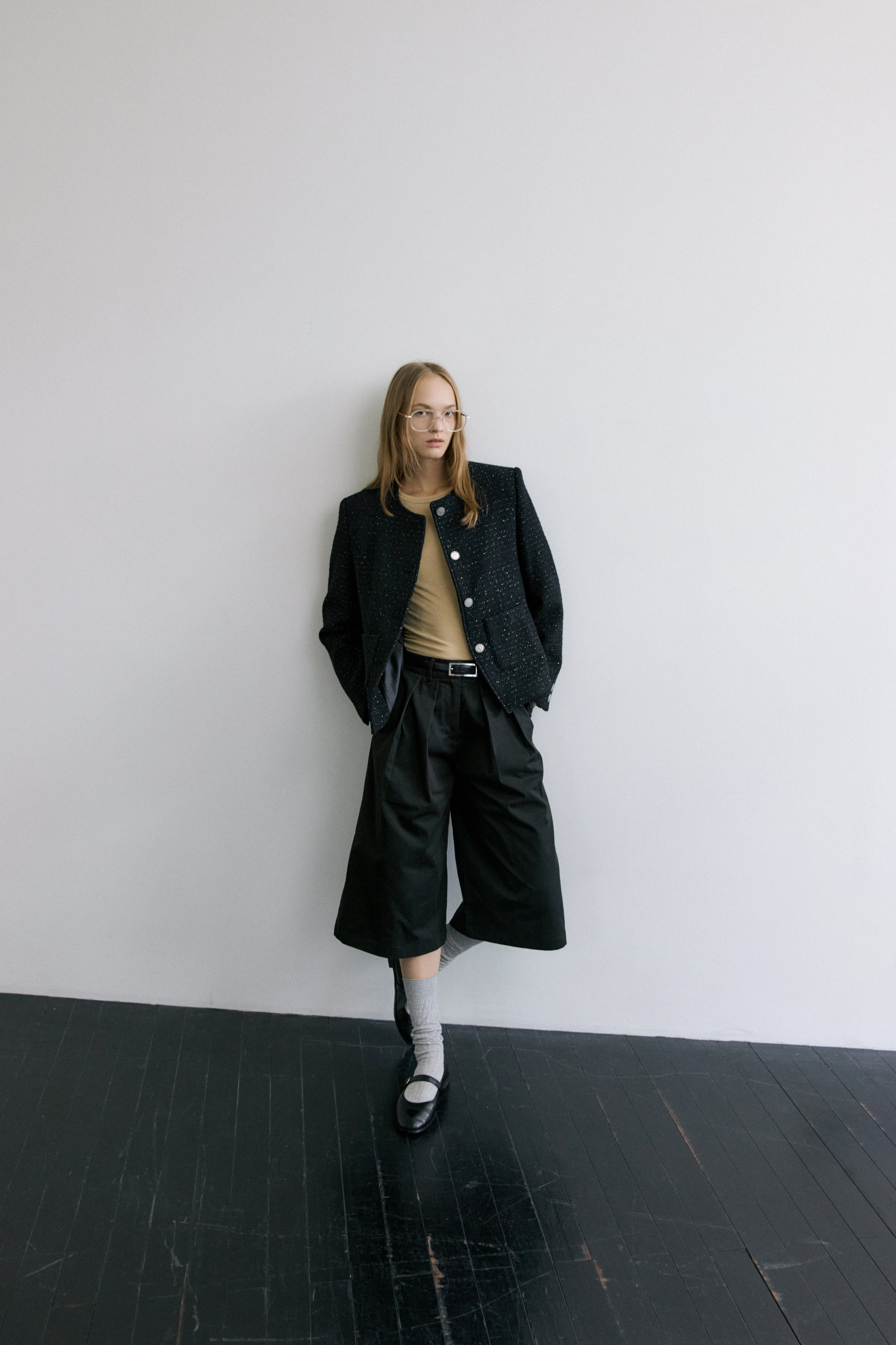 AUTUMN TWO TUCK CULOTTES PANTS_BLACK