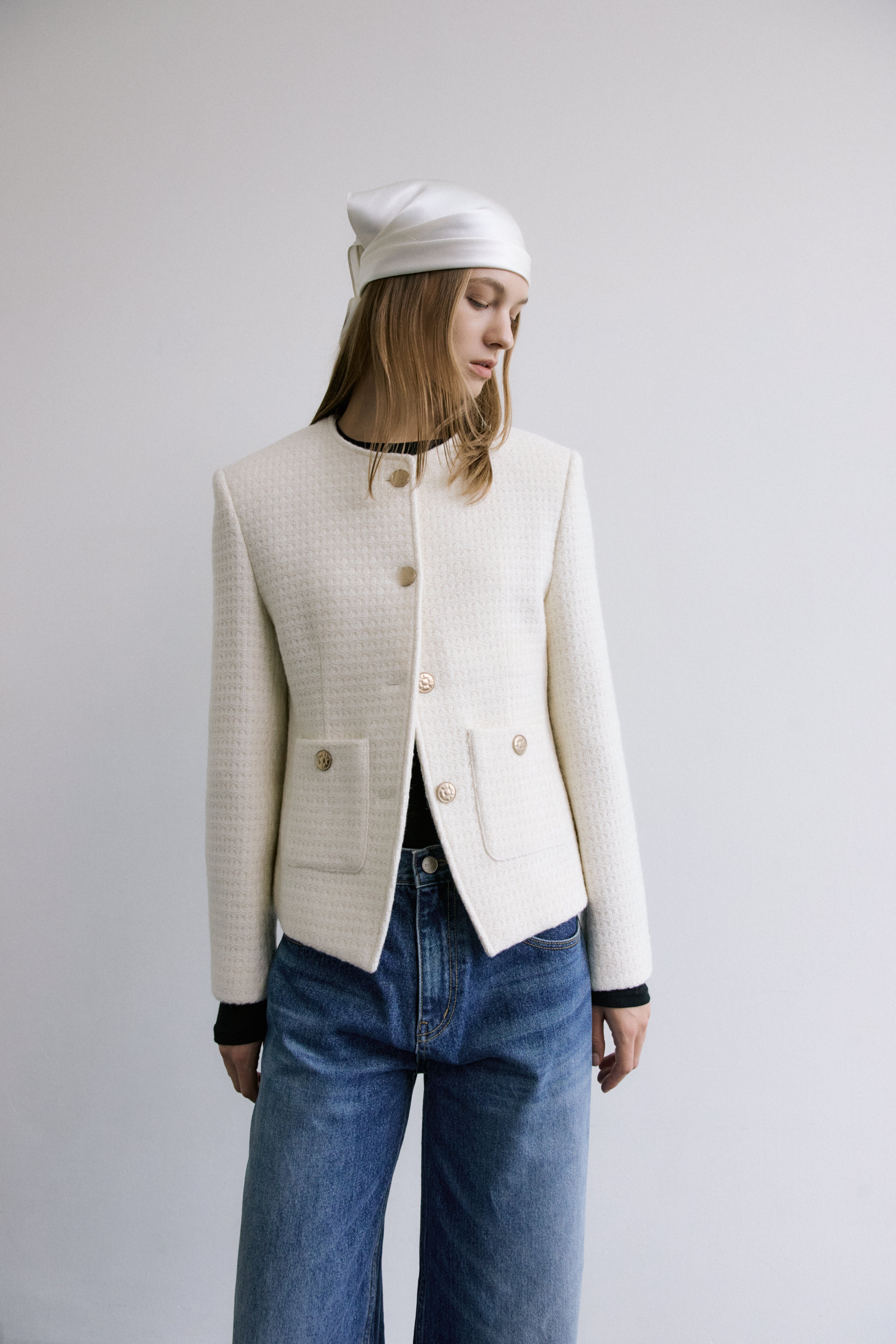 SHINING CLASSIC TWEED JACKET_IVORY