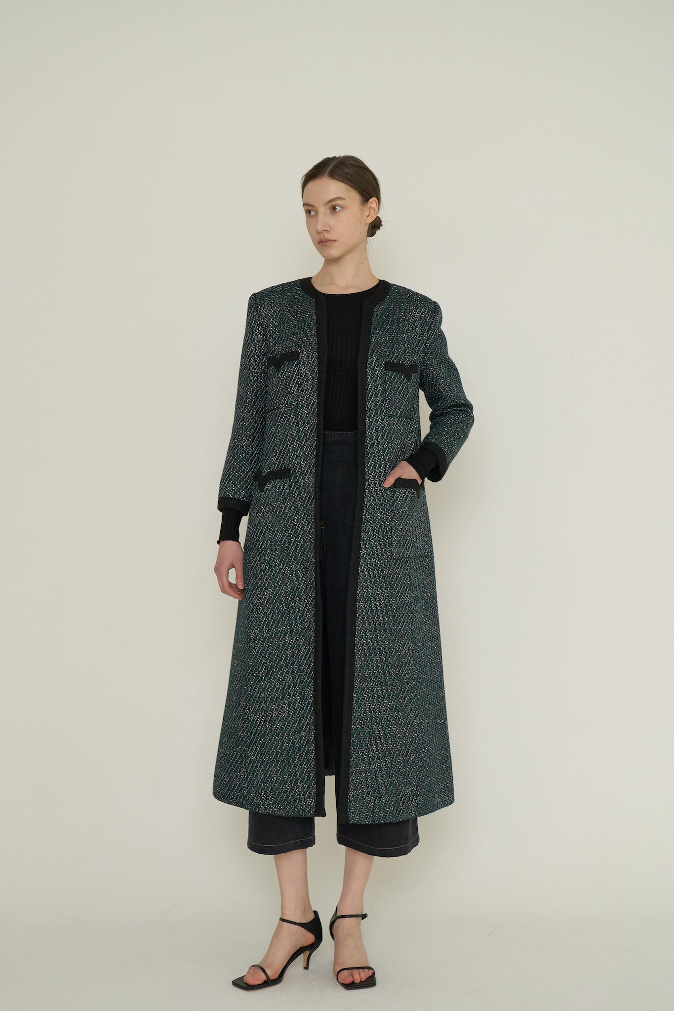 OCTOBER SECOND, MANTEAU EN TWEED V_VERT