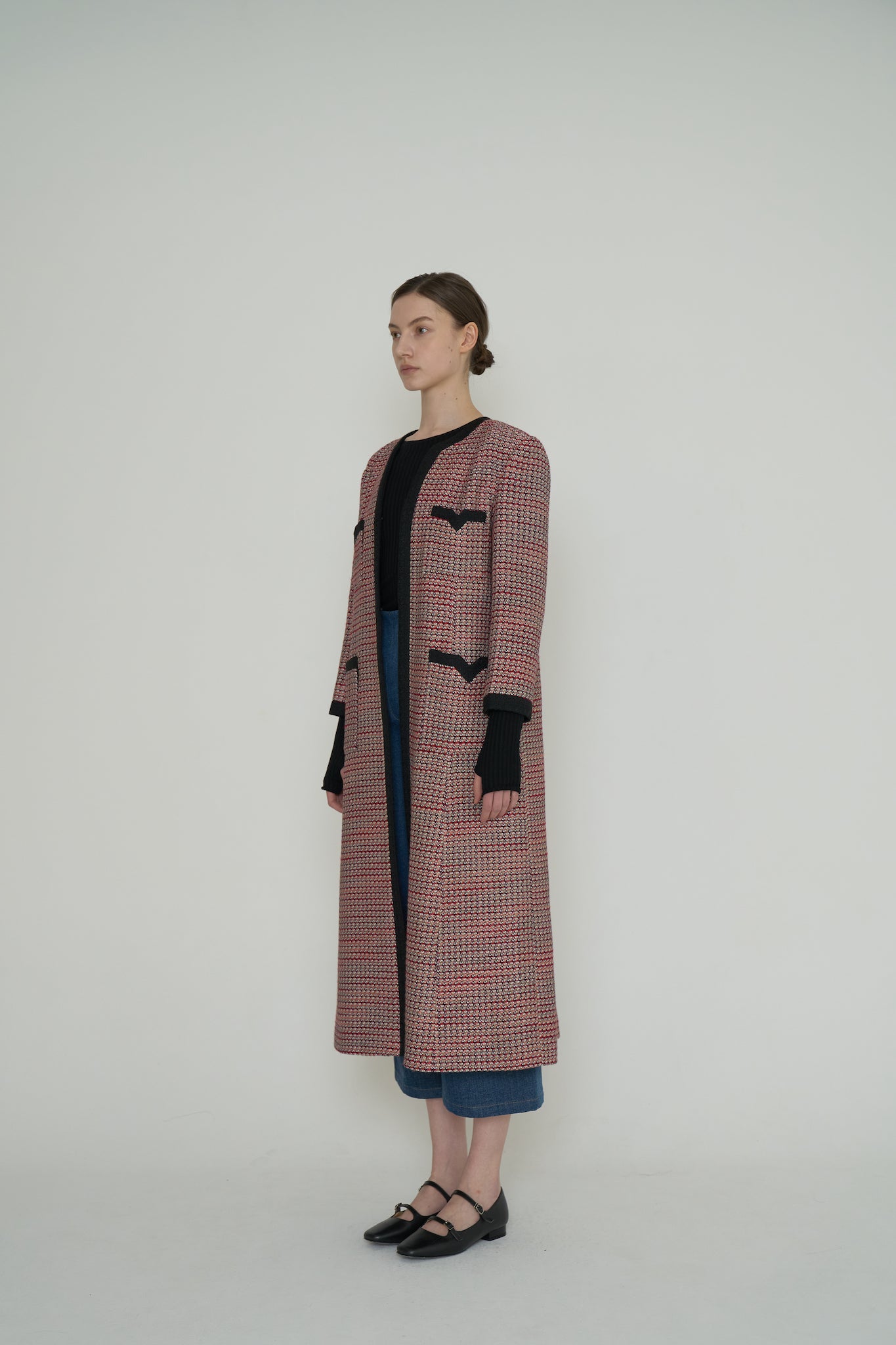 V TWEED COAT_RED