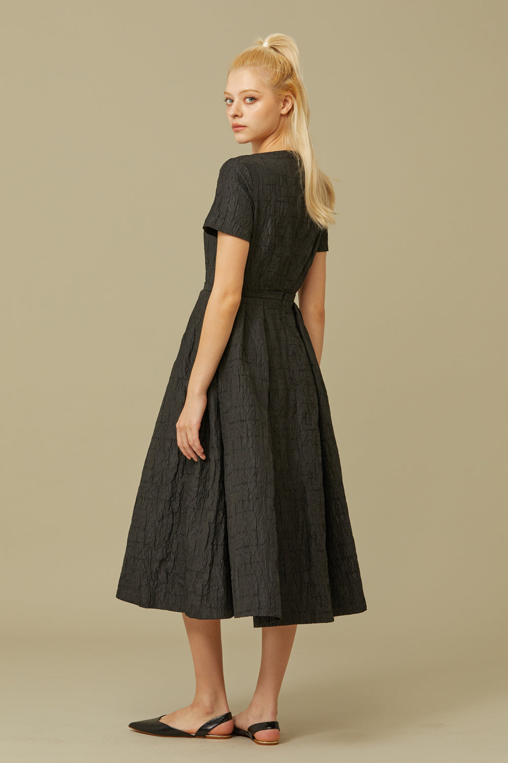 JACQUARD MIDI DRESS_BLACK