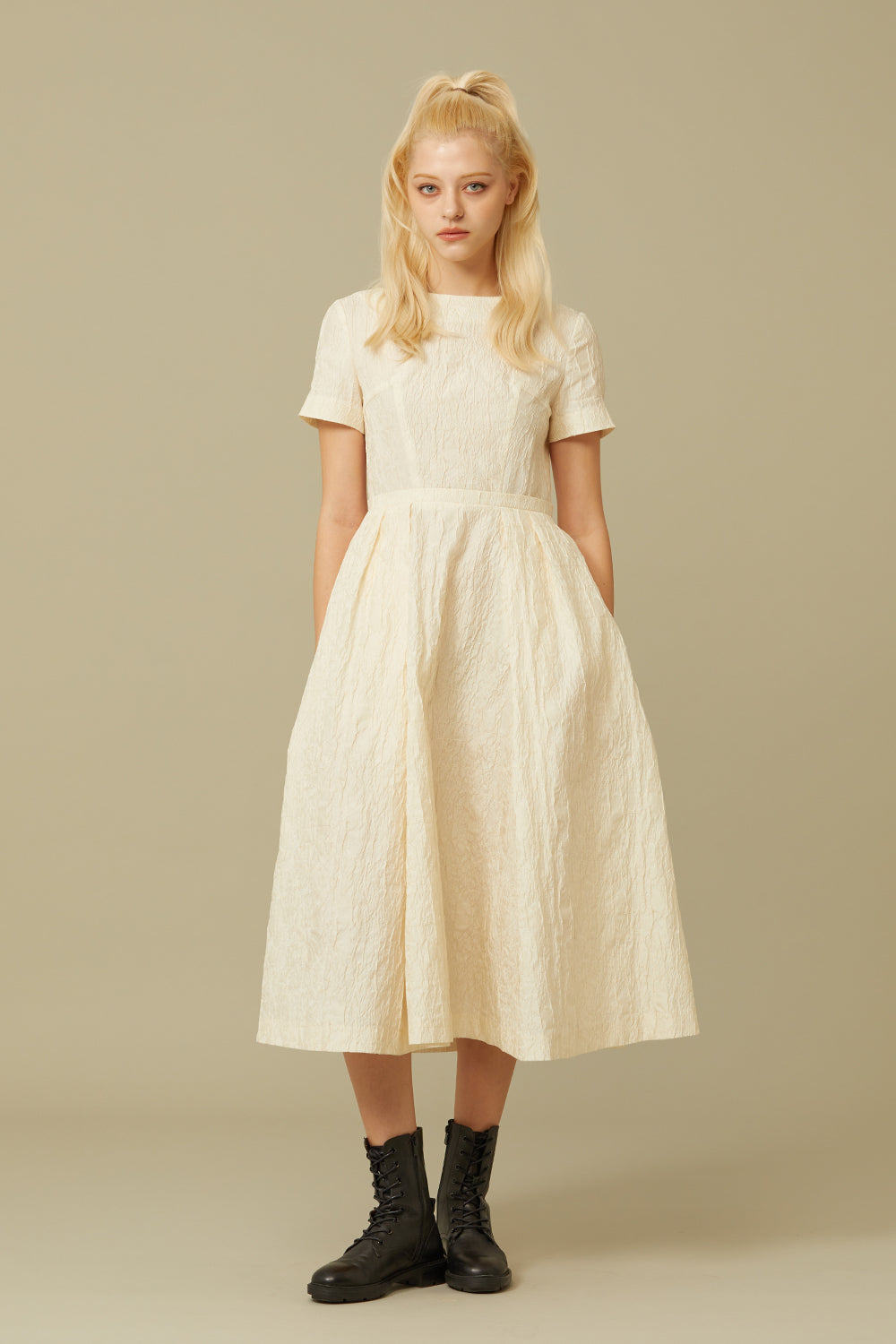 JACQUARD MIDI DRESS_IVORY