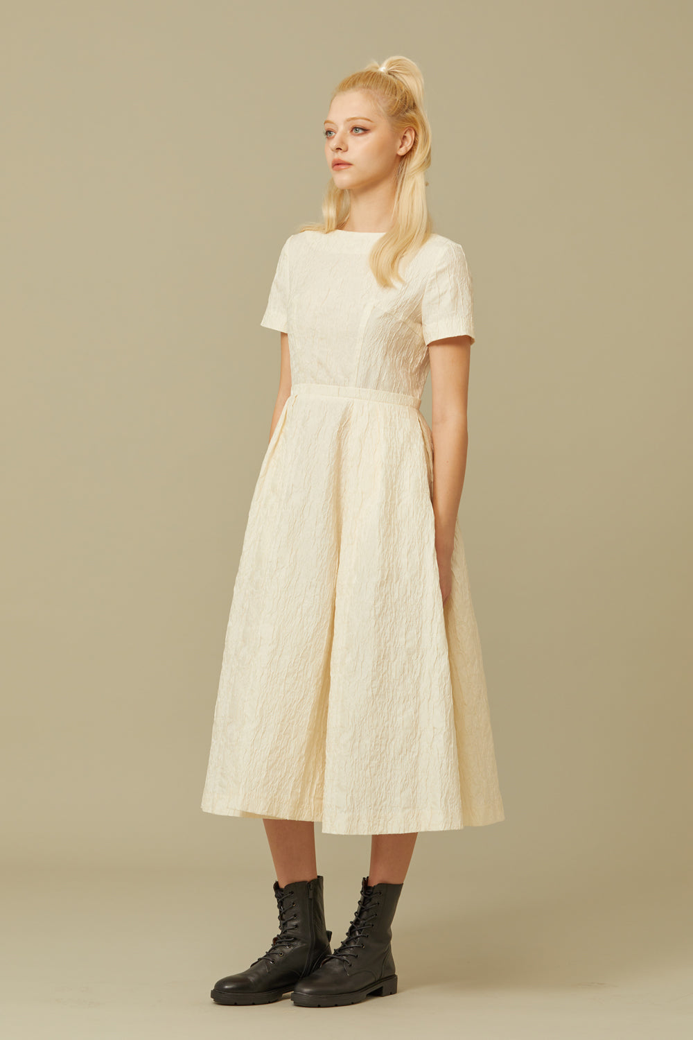 JACQUARD MIDI DRESS_IVORY