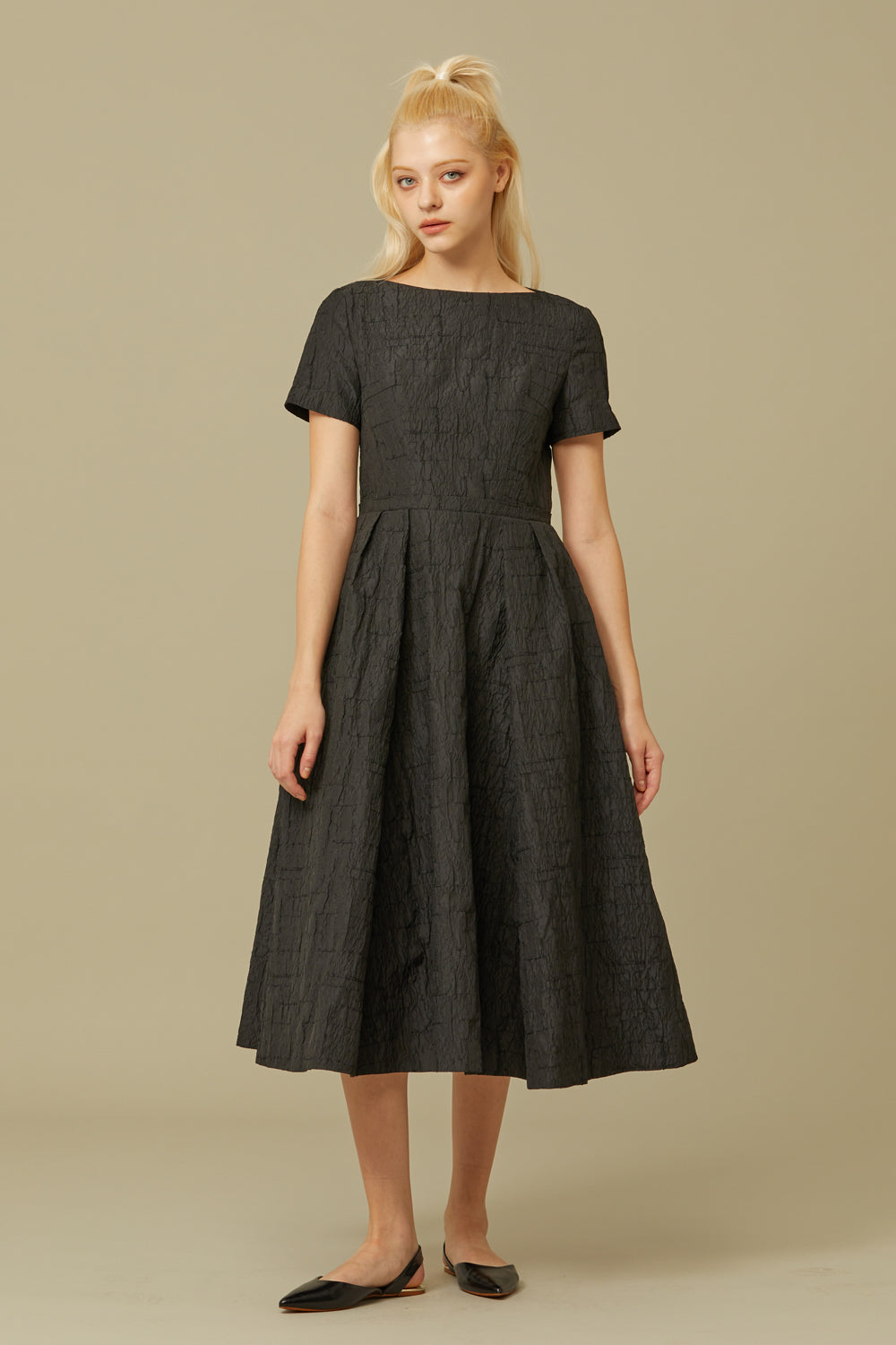 JACQUARD MIDI DRESS_NOIR