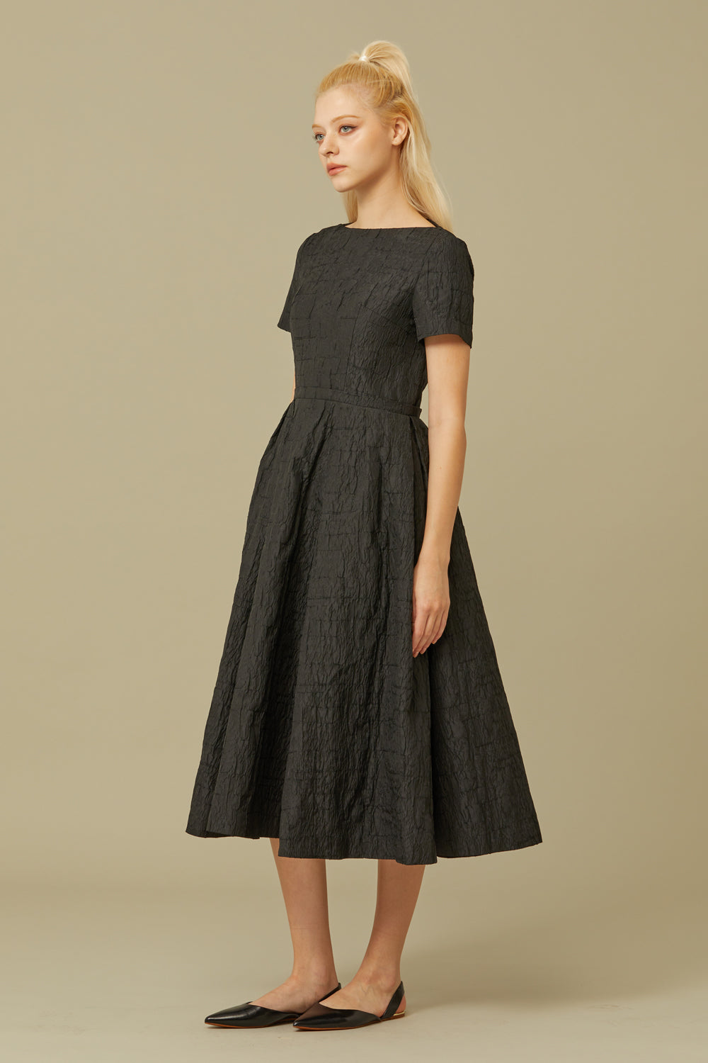 JACQUARD MIDI DRESS_NOIR