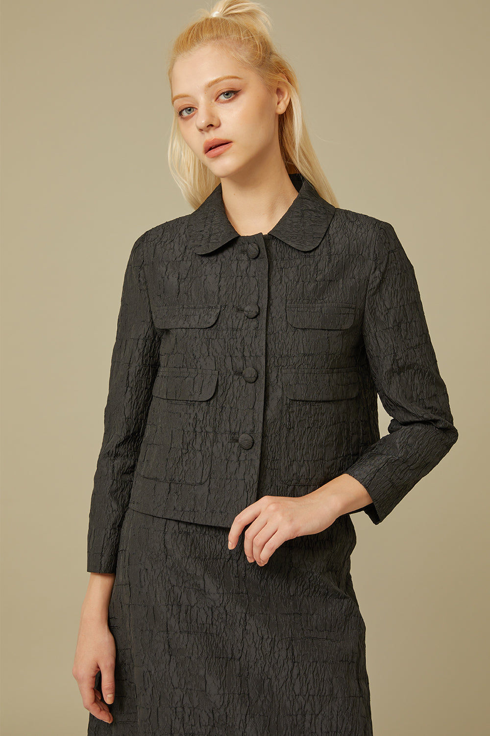 JACQUARD POCKET JACKET_BLACK